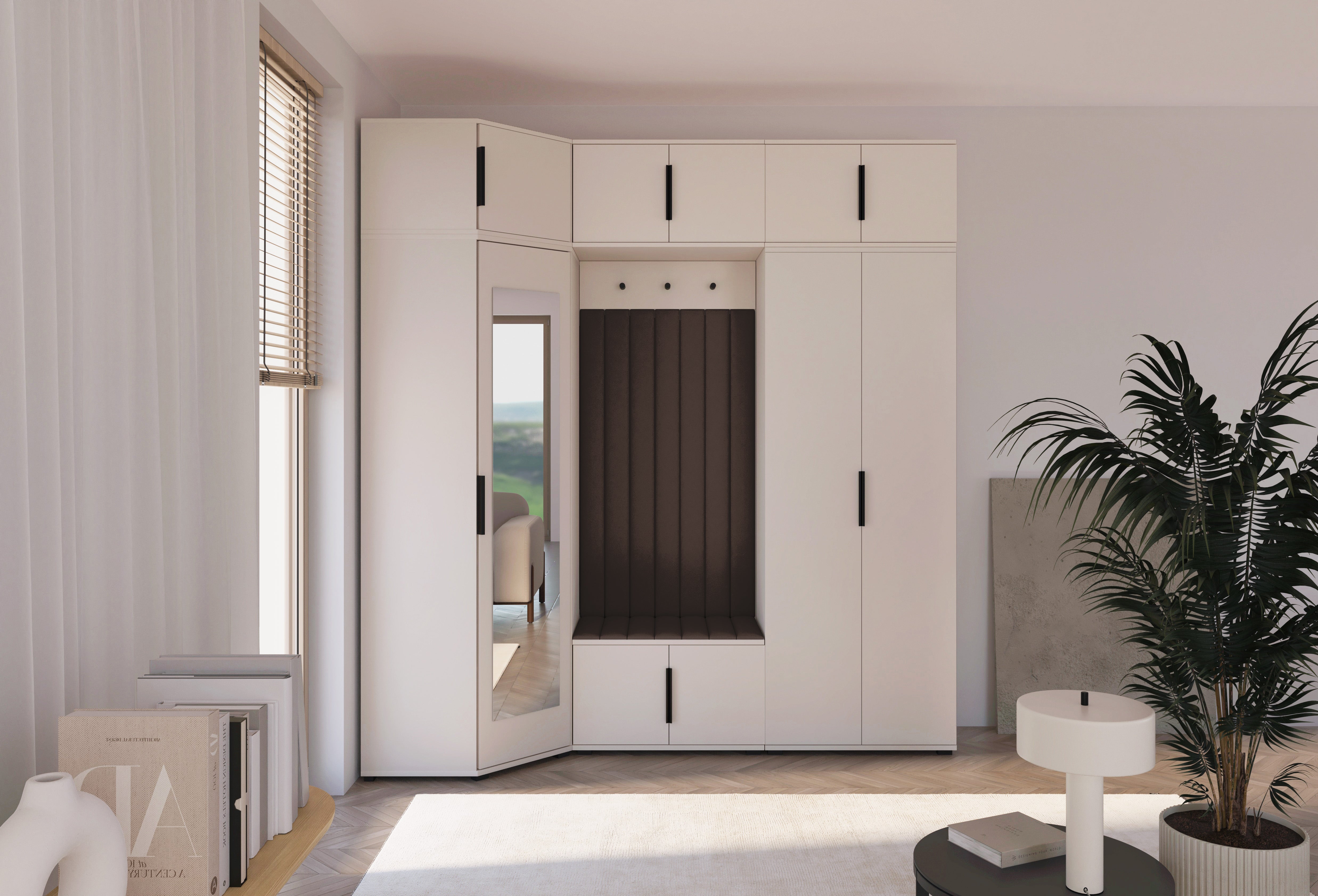 PK Bianco 24 Hallway Wardrobe Set - Upholstered Panels in Various Colours