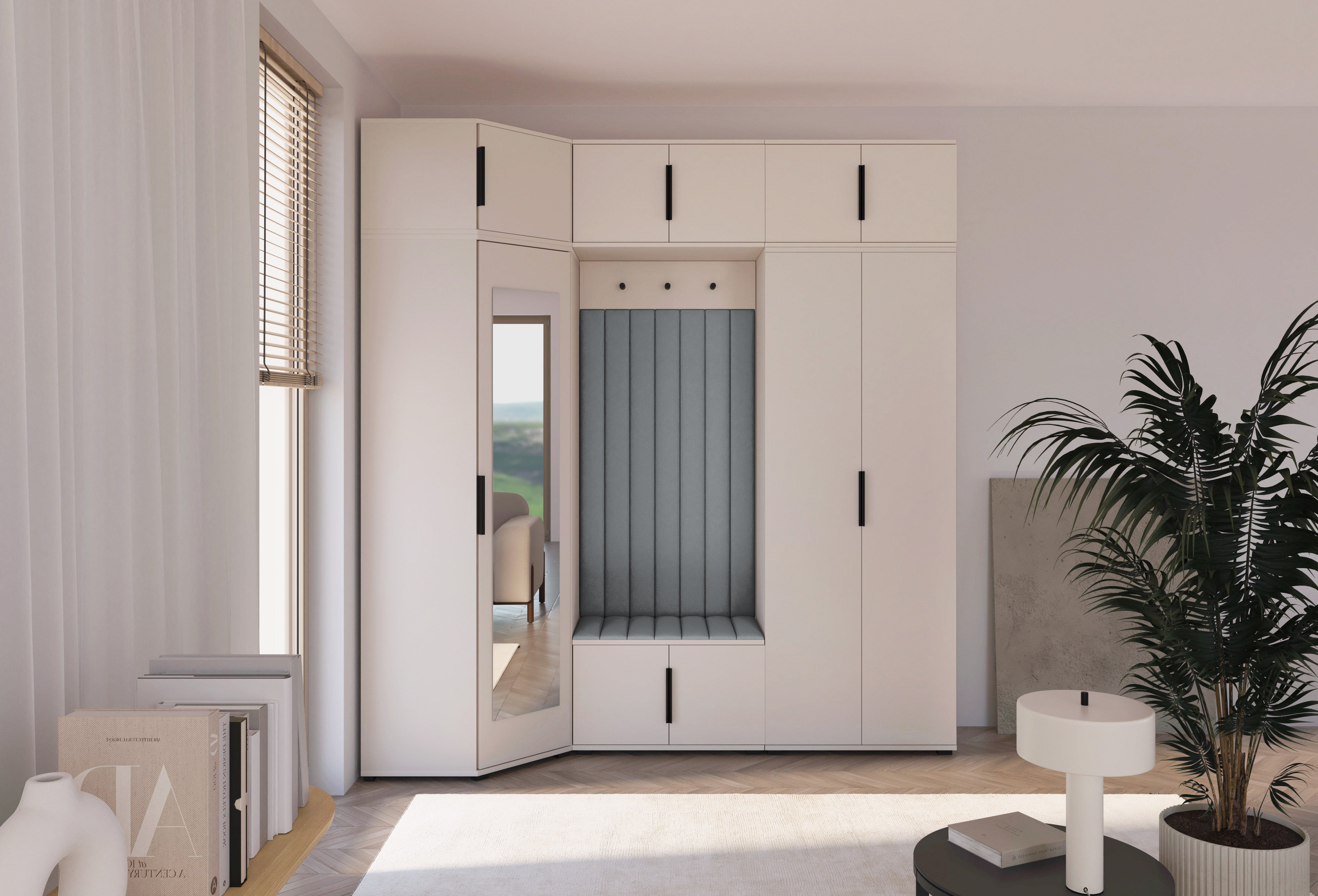 PK Bianco 24 Hallway Wardrobe Set - Upholstered Panels in Various Colours