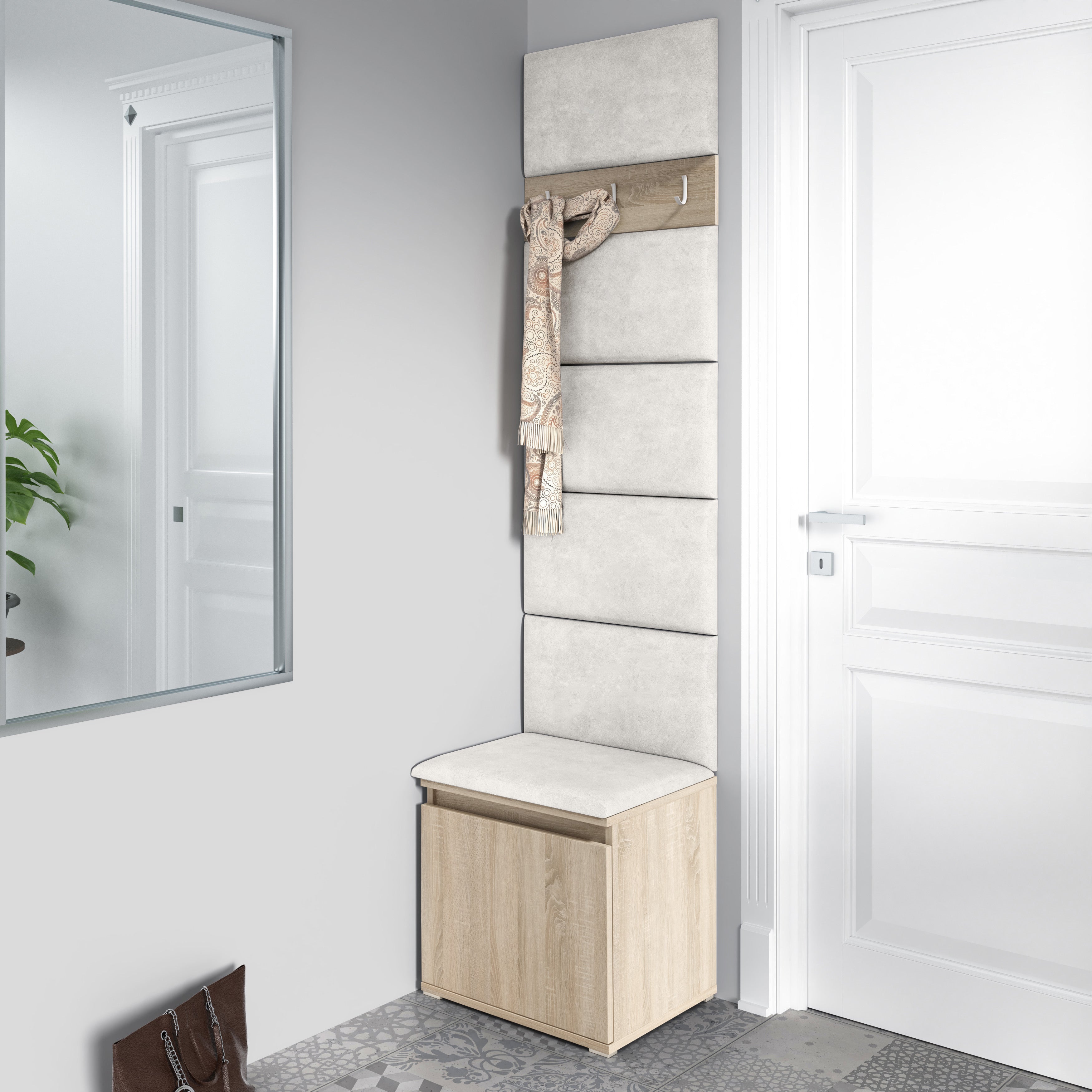 PK Emi 7 Hallway Wardrobe Sonoma - Upholstered Panels in Various Colours