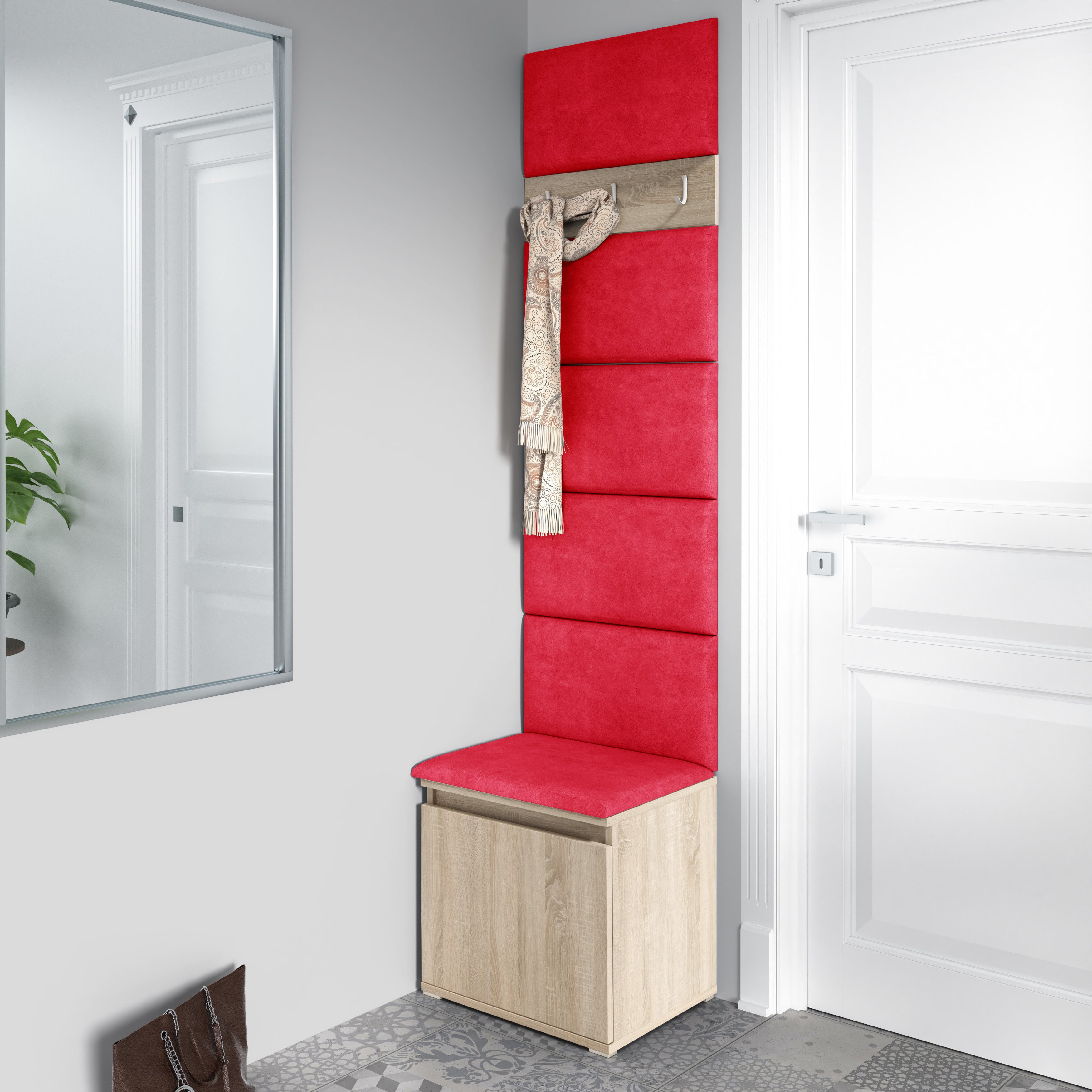 PK Emi 7 Hallway Wardrobe Sonoma - Upholstered Panels in Various Colours