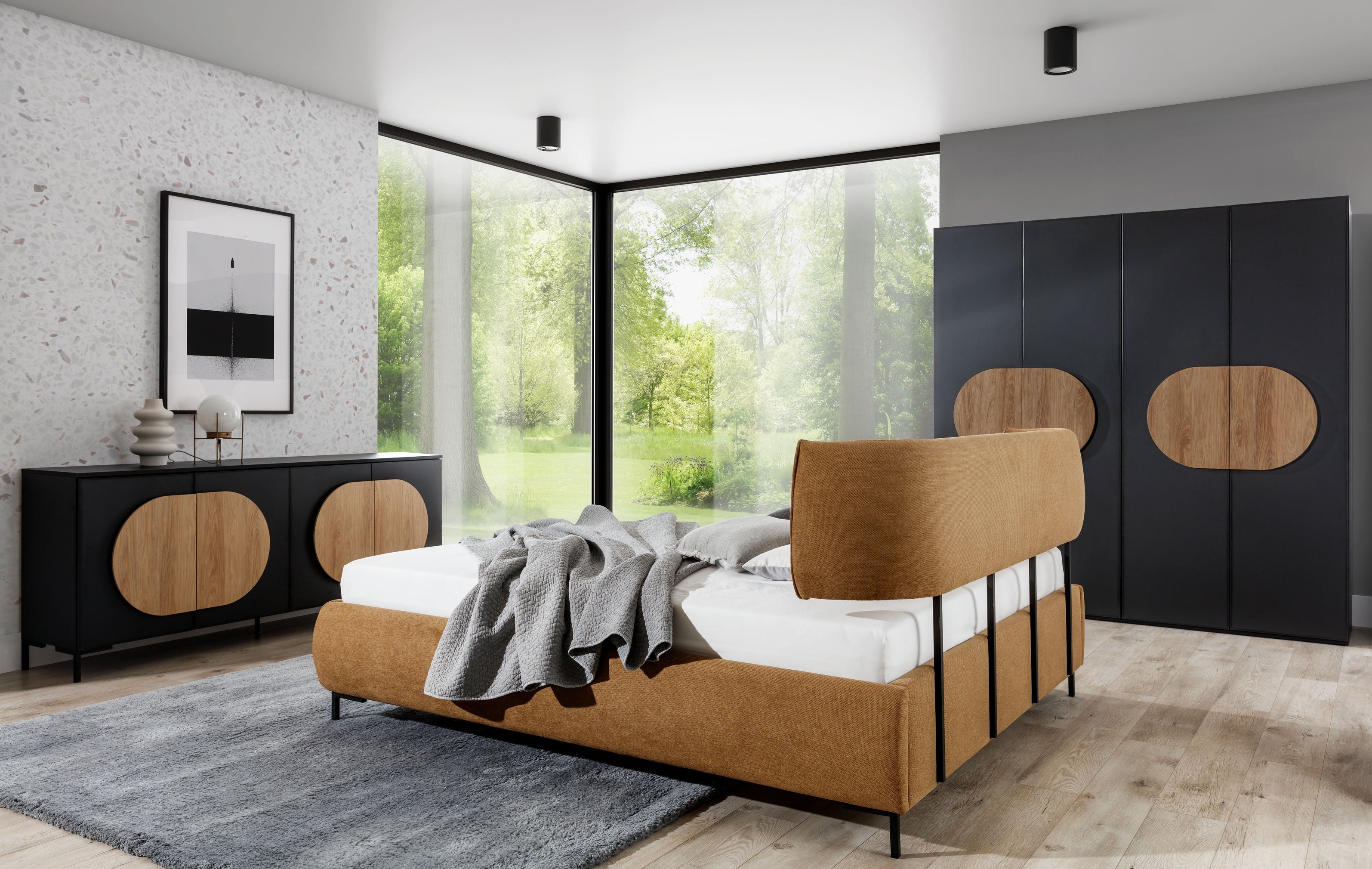 NE Ovalo Polsterbett ohne Stauraum 160×200