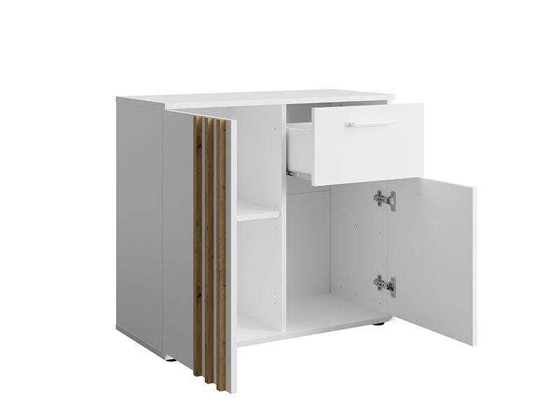 MO Toll 2-Door Sideboard with 1 Drawer – White / Artisan Oak