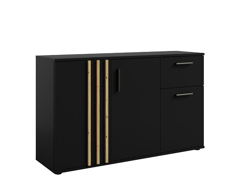 MO Toll 3-Door Sideboard with 1 Drawer – Black / Artisan Oak