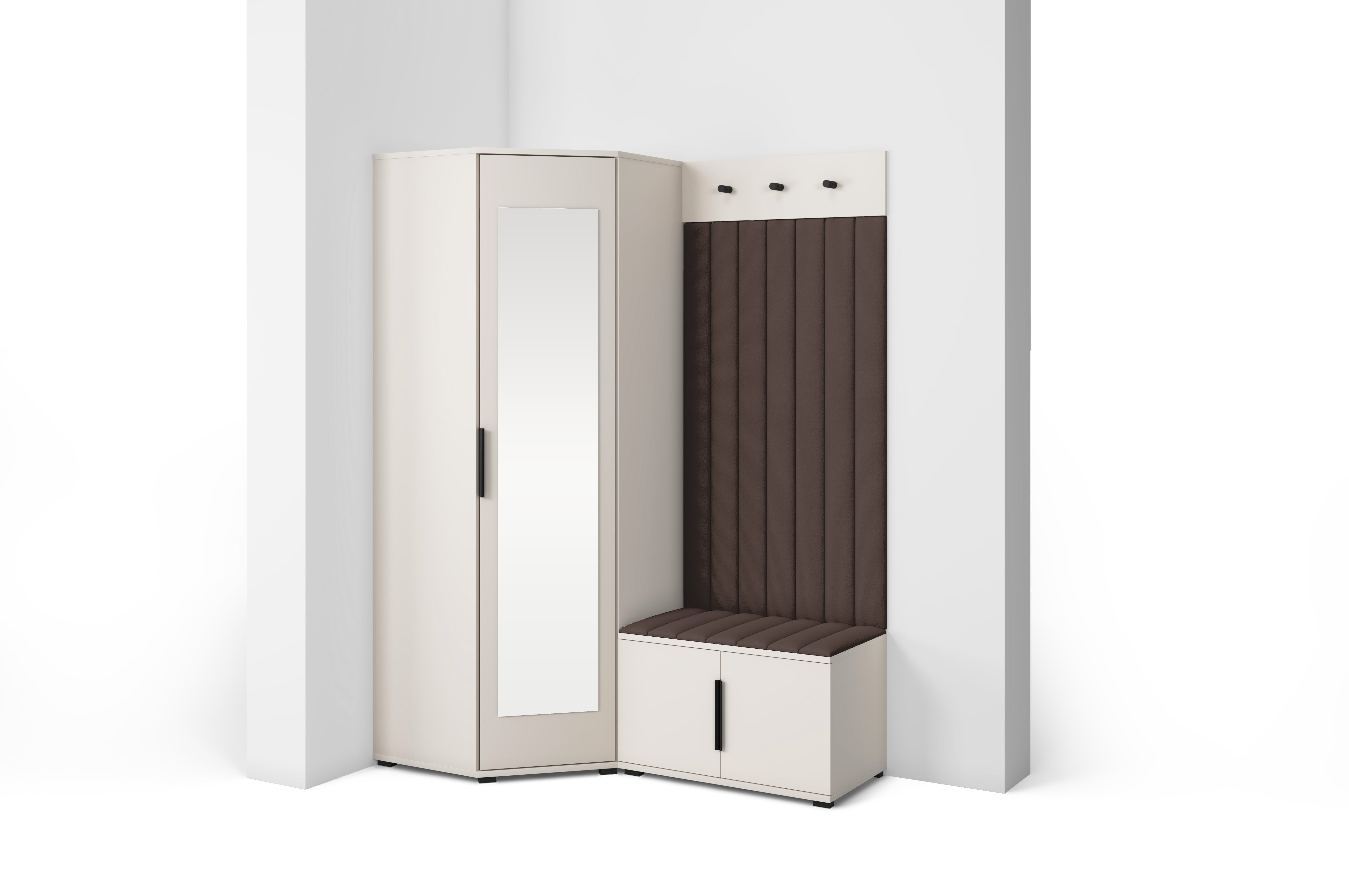 PK Bianco 21 Hallway Wardrobe Set - Upholstered Panels in Various Colours