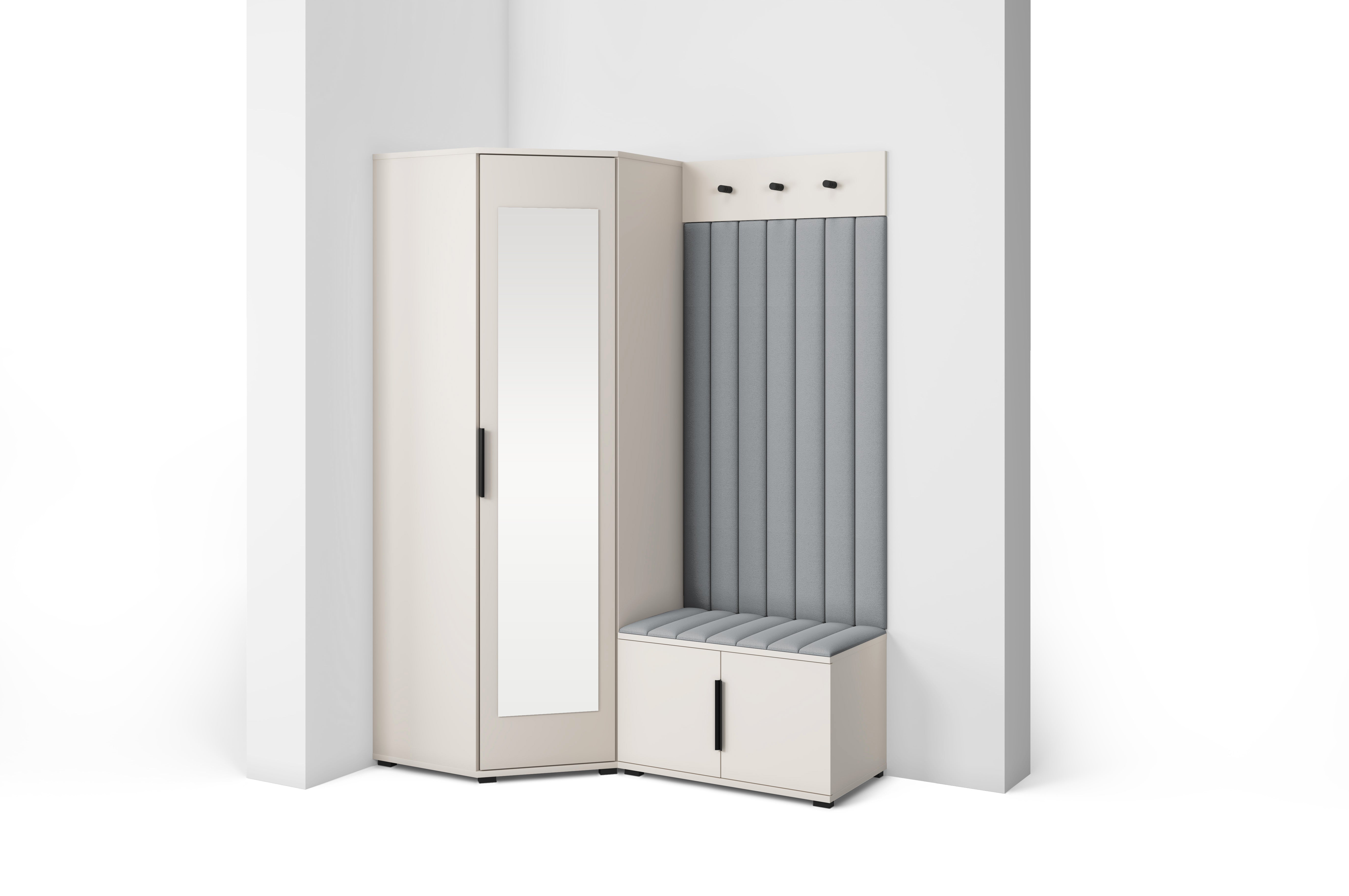 PK Bianco 21 Hallway Wardrobe Set - Upholstered Panels in Various Colours