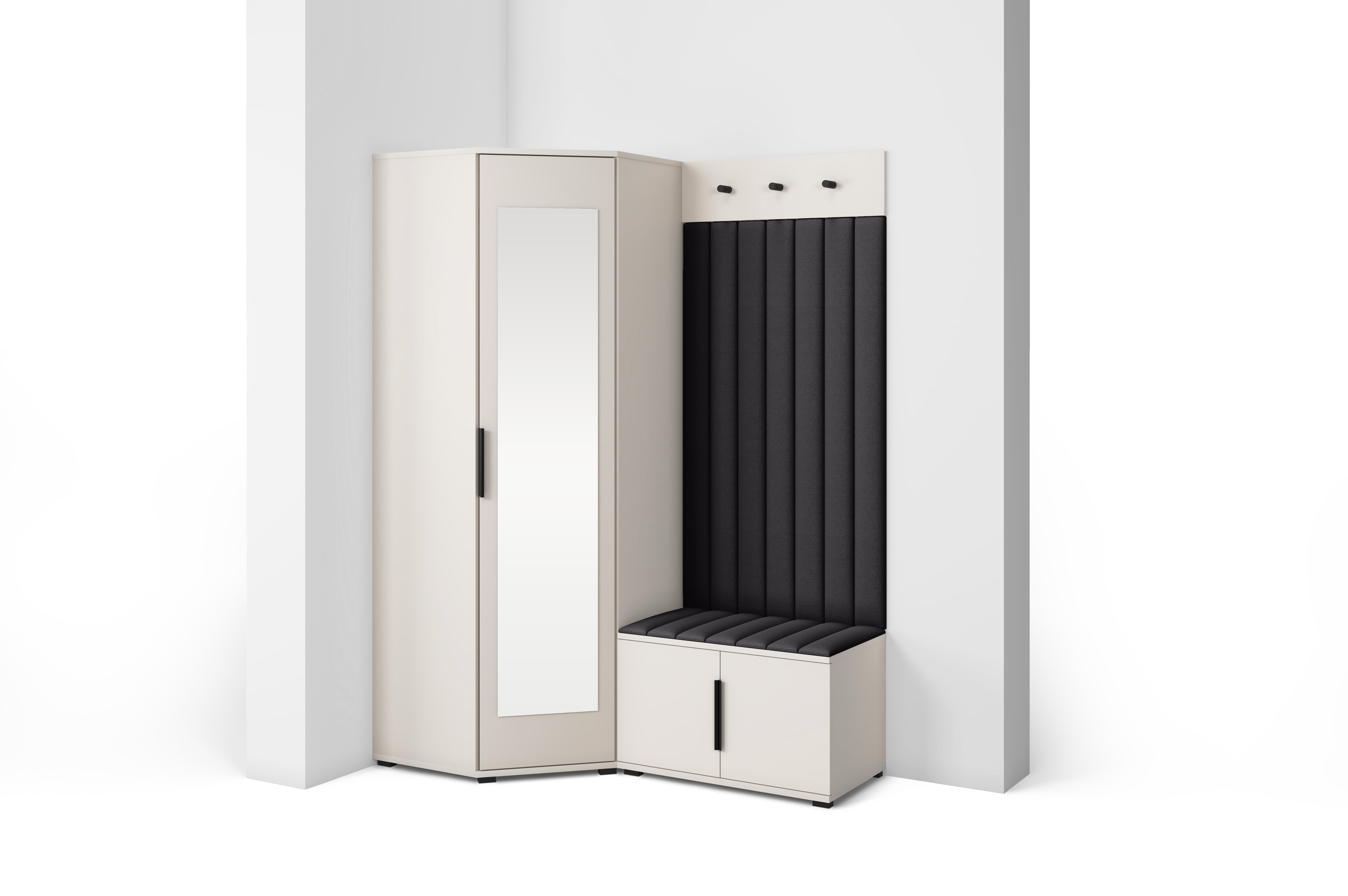 PK Bianco 21 Hallway Wardrobe Set - Upholstered Panels in Various Colours