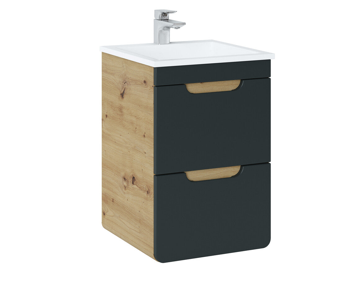 Aruba Wall-Hung Vanity Unit 40cm – Cosmos Grey / Craft Oak | Build Your Bathroom Set