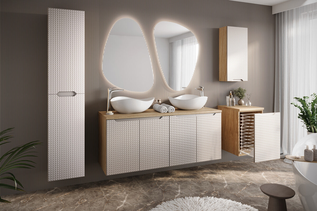Ocean Wall Cabinet – Oiled Oak / Beige, 35 cm