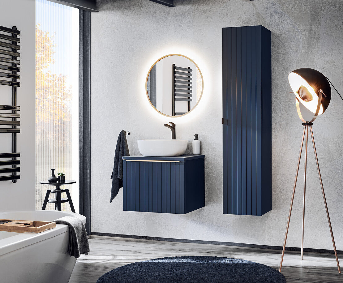Hestia 60 – Runder LED-Badezimmerspiegel mit Gold-Aluminiumrahmen, 60 cm