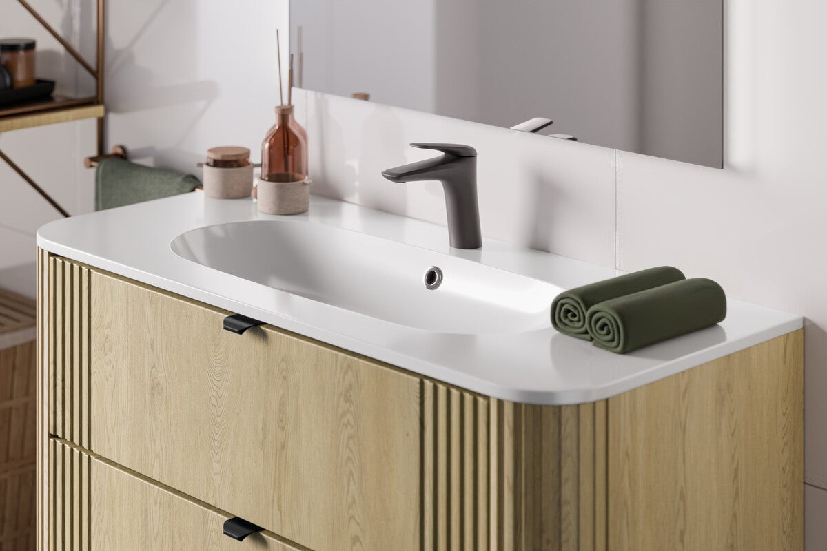Ovalia Cremona Vanity Unit 80 / 100 / 120 cm  – Cremona Oak, 2 Drawers – Configure Your Bathroom