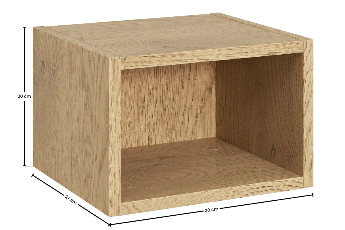 Hängeschrank Aster Weiß 1 Tür + Regal Cremona UN Offen – Weiß Matt / Eiche, 30 cm Set