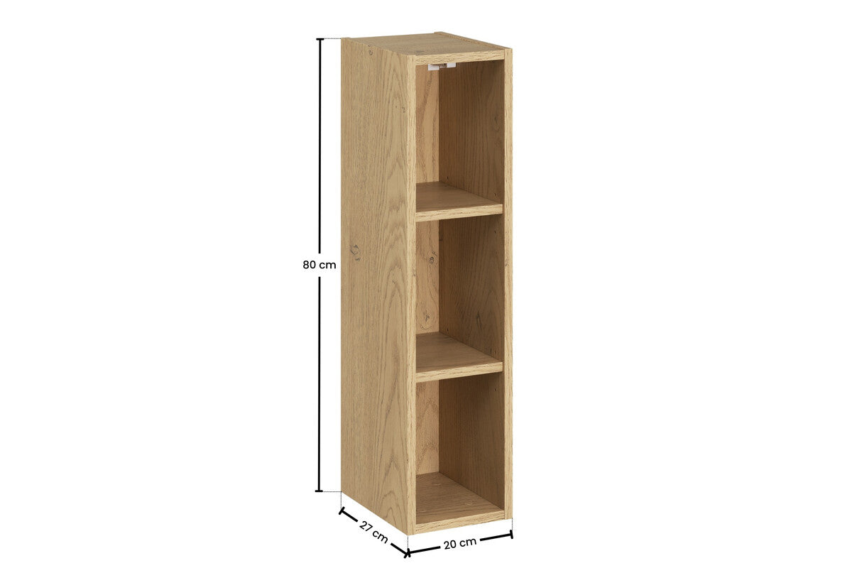 2× Aster White Wall-Hung Cabinet 1 Door + 2× Cremona UN Open Shelf – White Matt / Oak, Vertical Set
