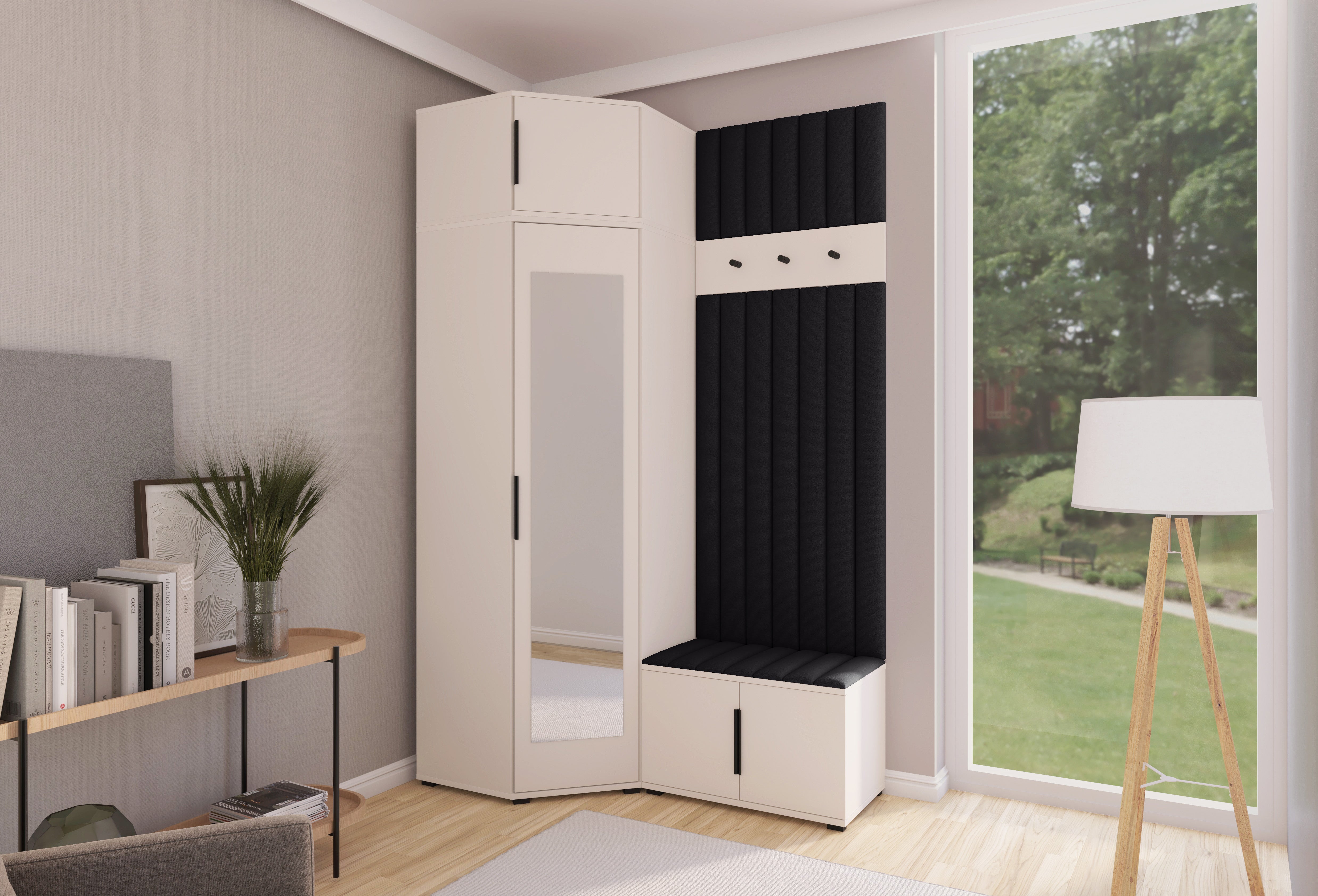 PK Bianco 22 Hallway Wardrobe Set - Upholstered Panels in Various Colours