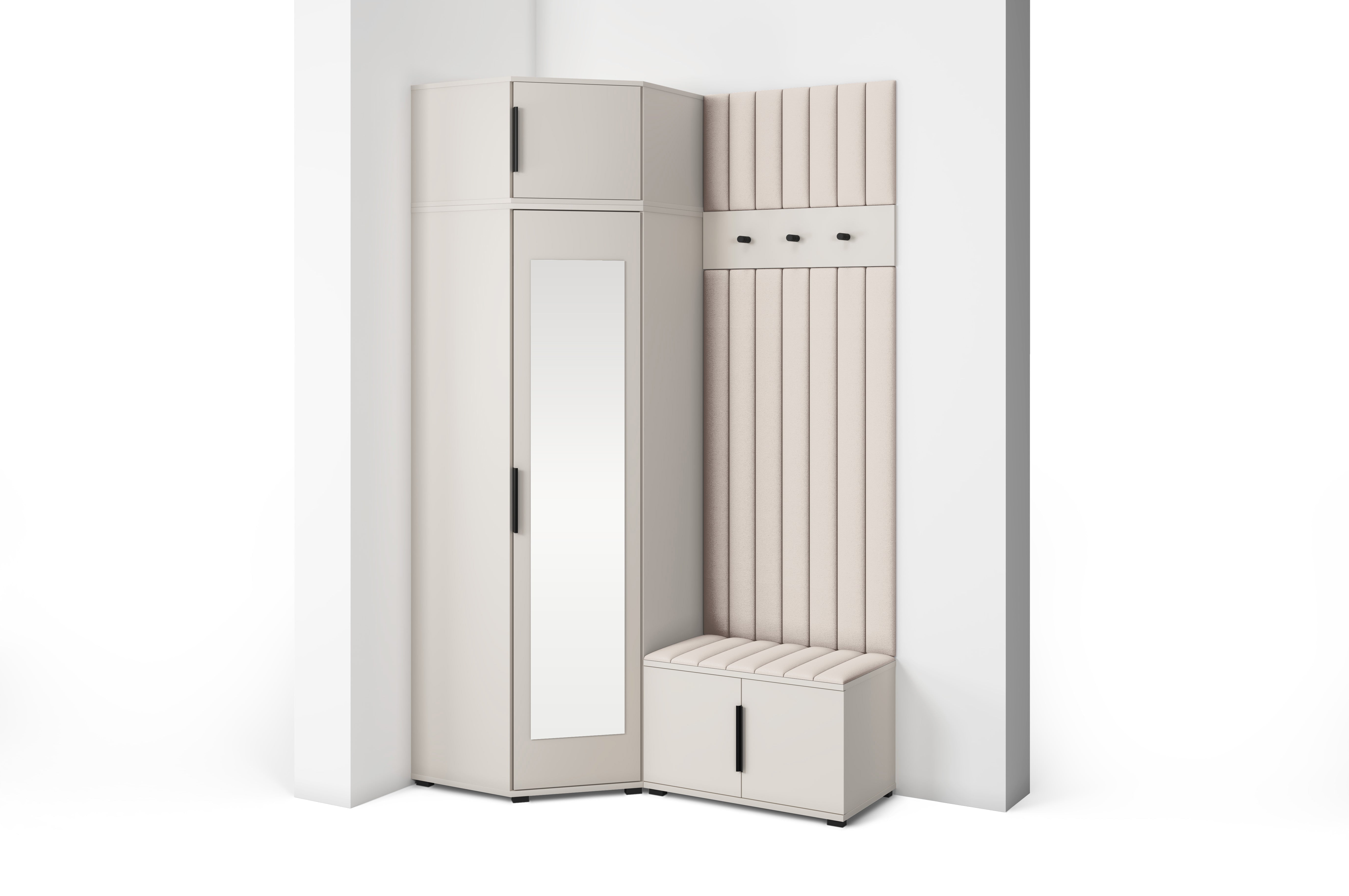 PK Bianco 22 Hallway Wardrobe Set - Upholstered Panels in Various Colours