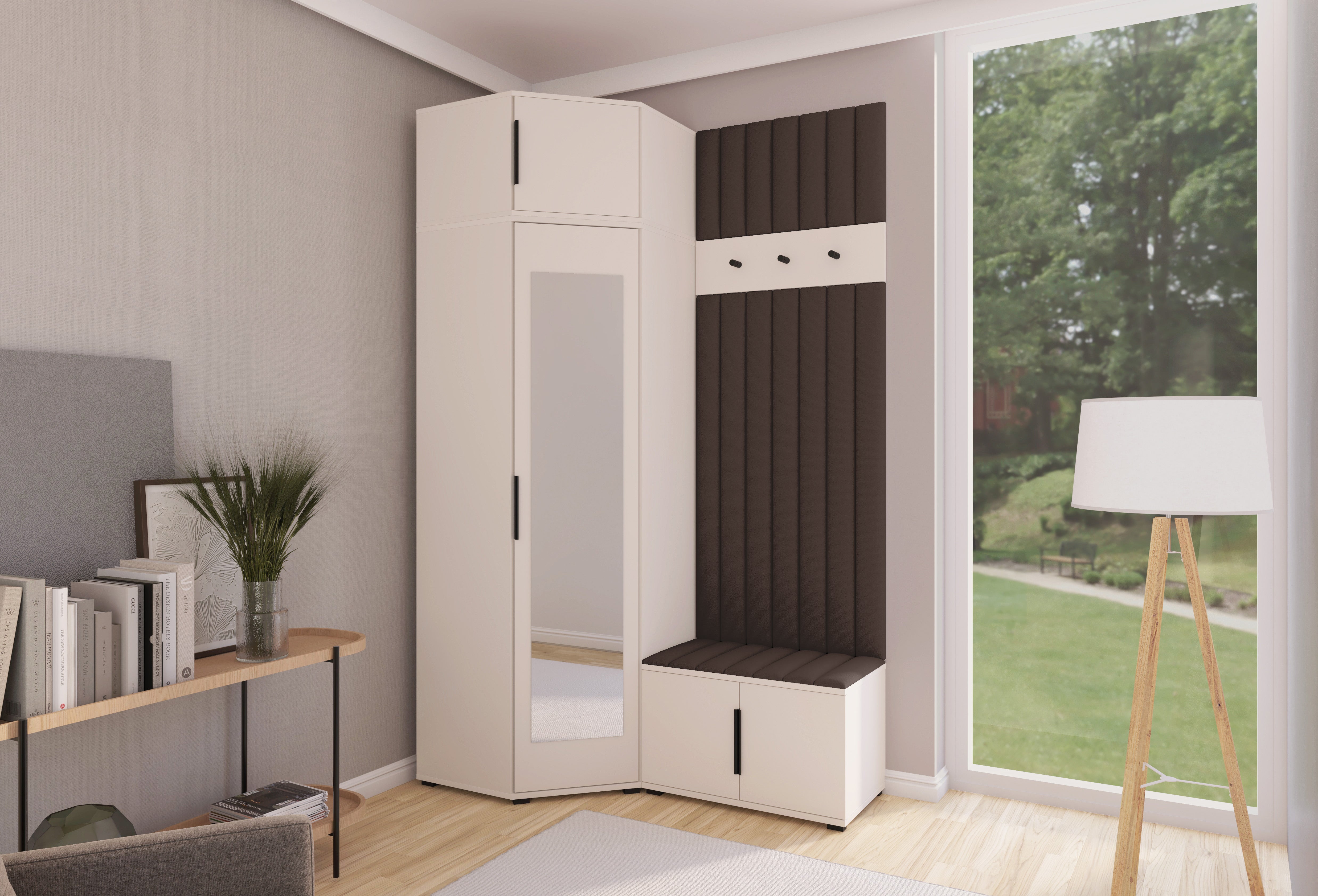 PK Bianco 22 Hallway Wardrobe Set - Upholstered Panels in Various Colours