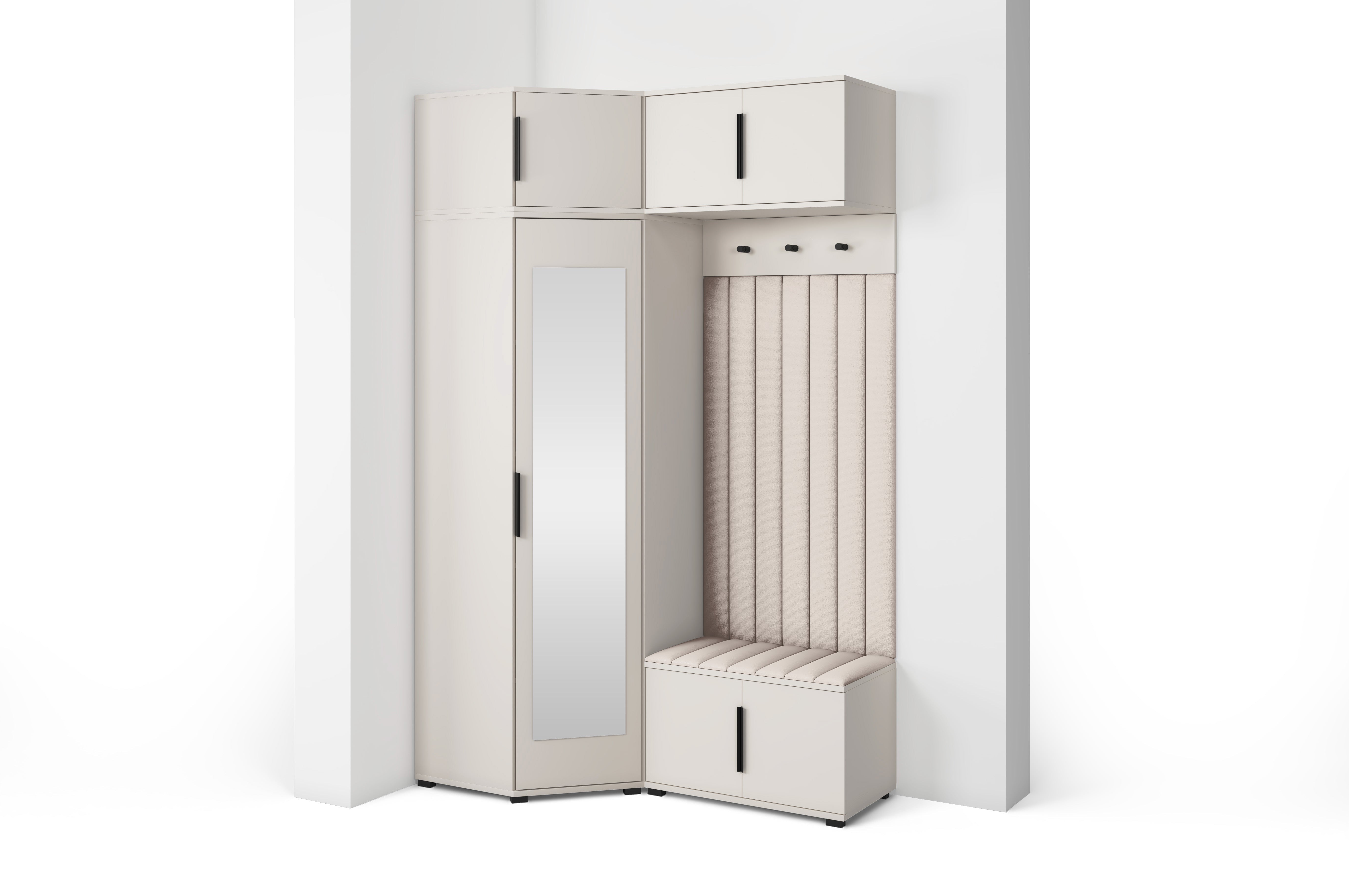 PK Bianco 23 Hallway Wardrobe Set - Upholstered Panels in Various Colours