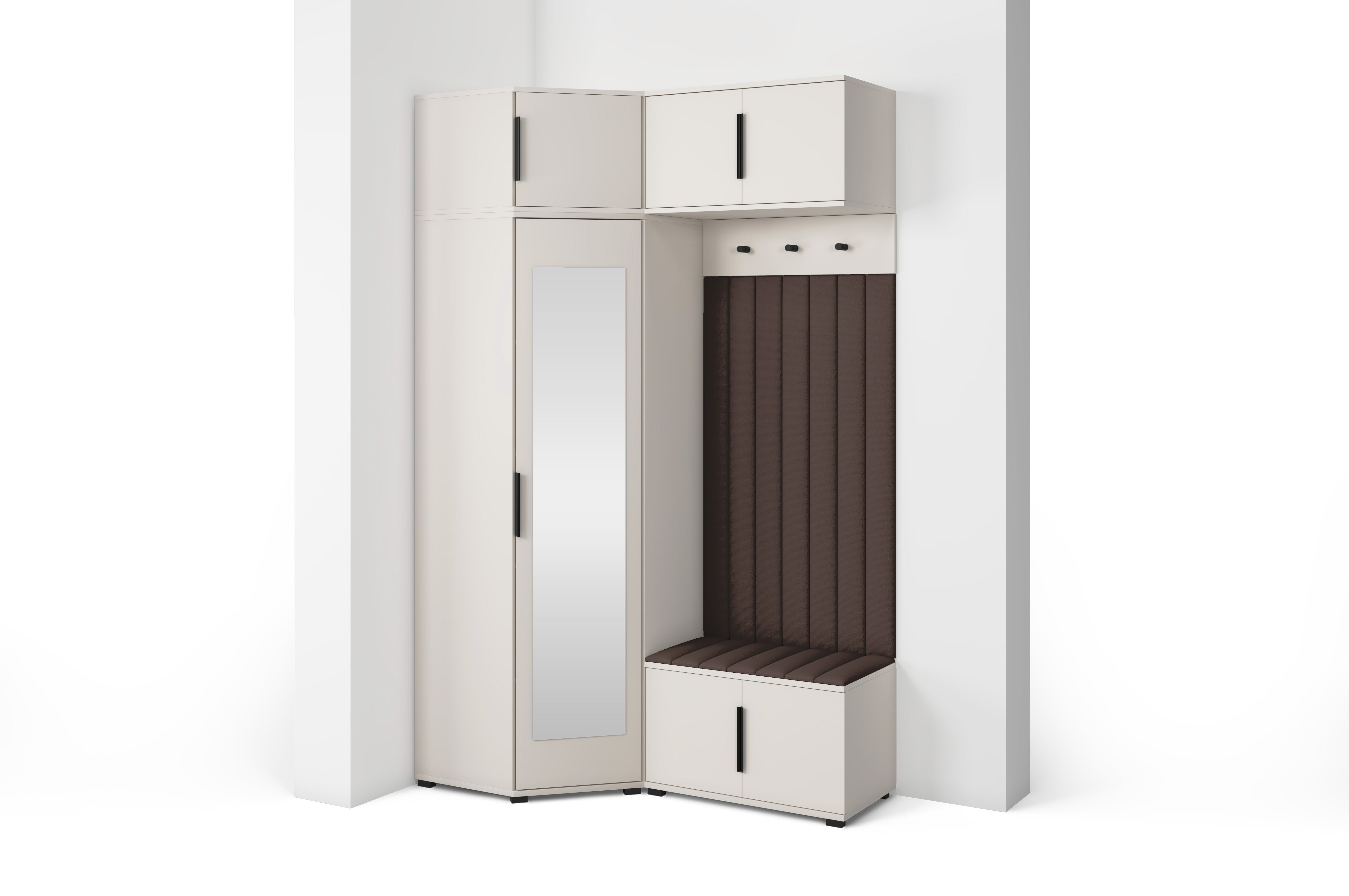 PK Bianco 23 Hallway Wardrobe Set - Upholstered Panels in Various Colours