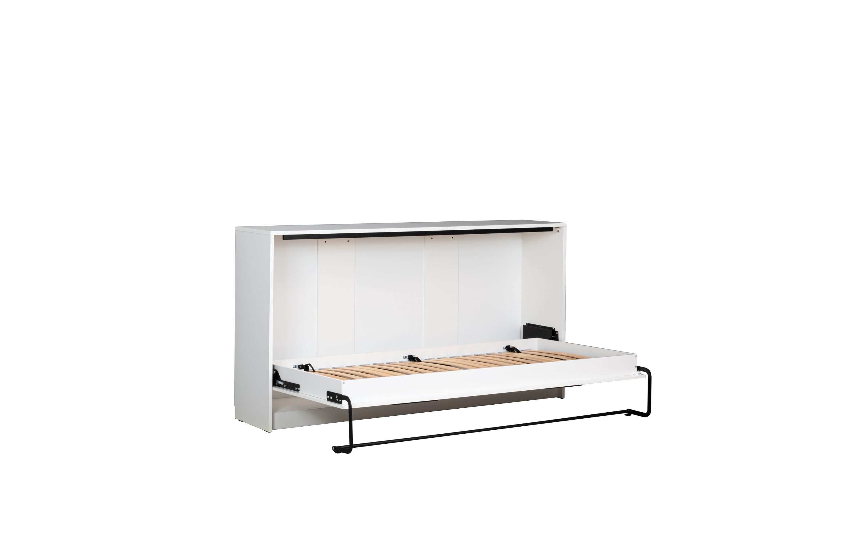 Anpassbares SLEEP BOX Murphy-Bett, horizontales Möbelset, Weiß Matt, 90 x 200 cm