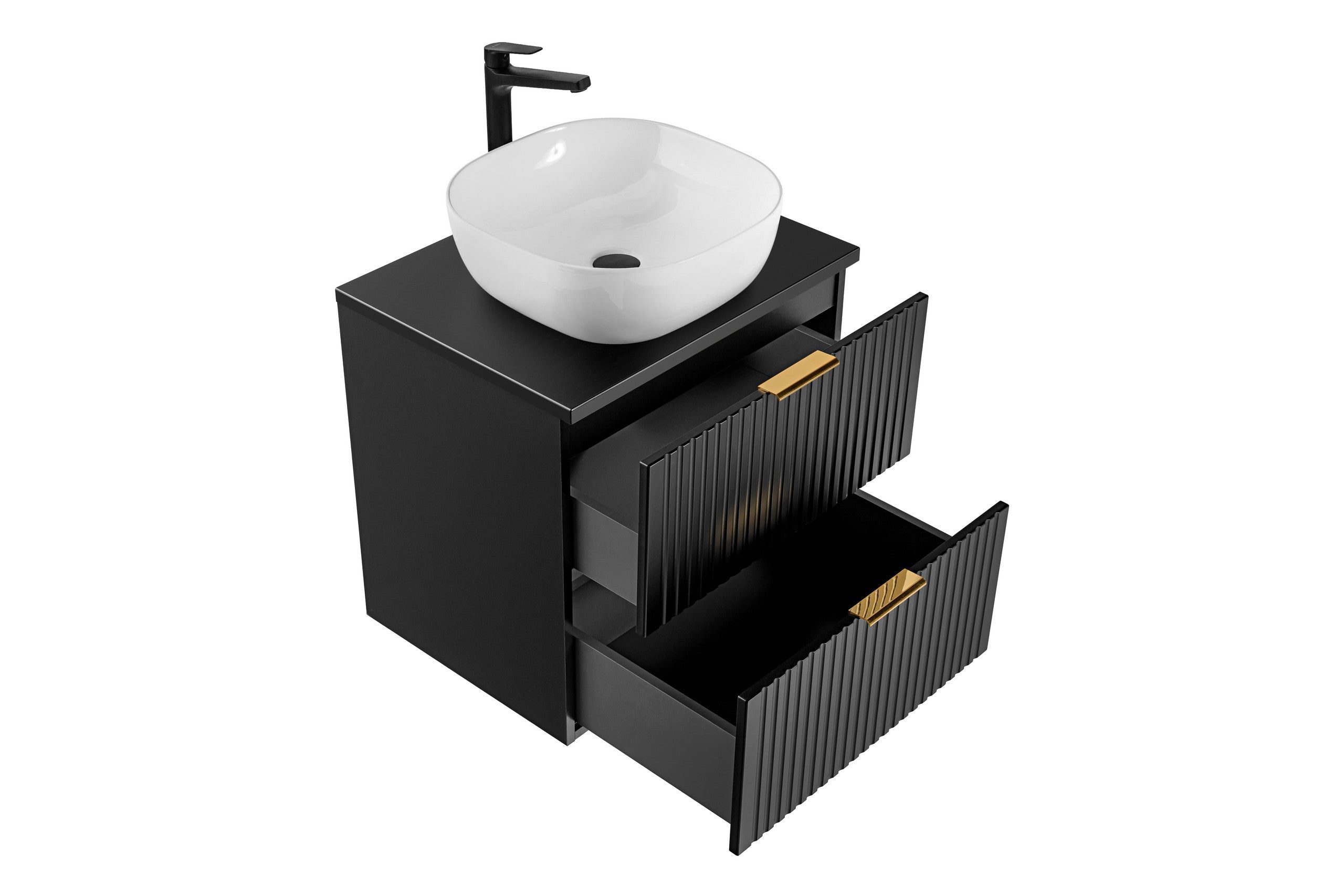 Adel Schwarzes Badezimmer mit Hochschrank Smile 60 cm SET-ADB B