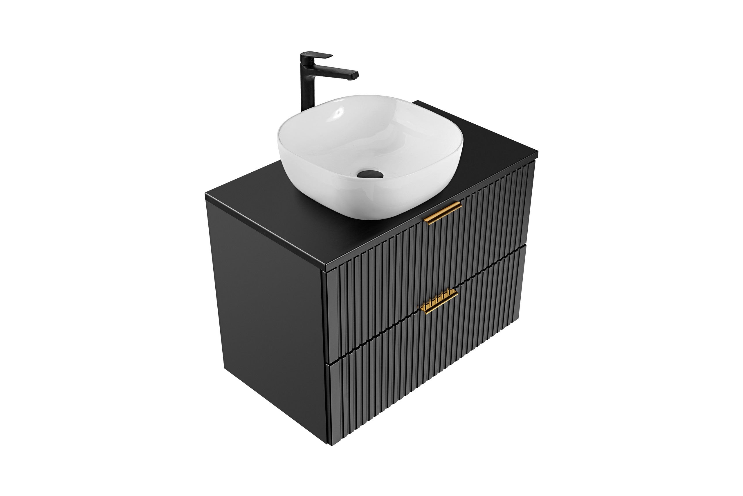 Adel Schwarzes Badezimmer mit Hochschrank Smile 80 cm SET-ADB B