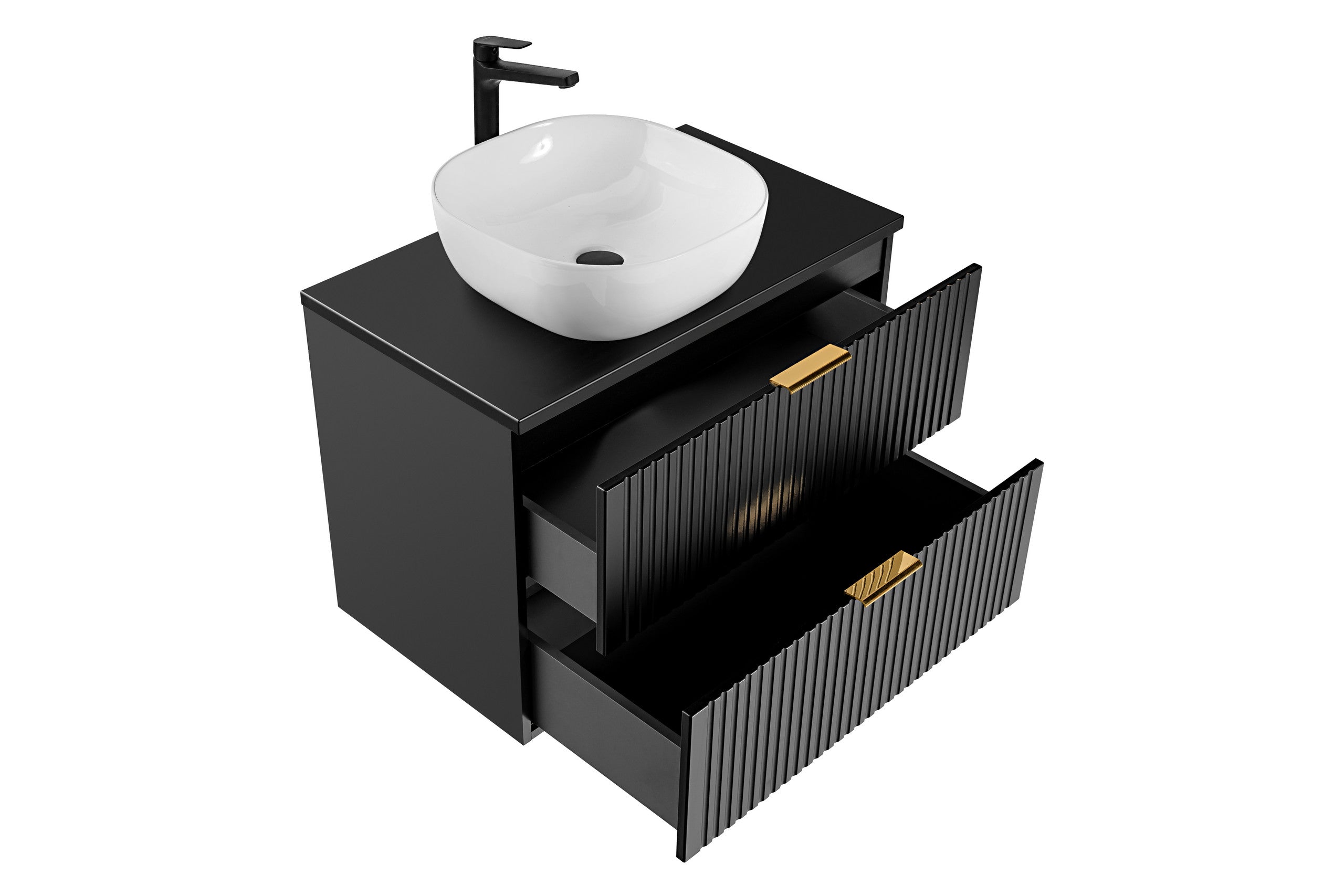 Adel Schwarzes Badezimmer mit Hochschrank Smile 80 cm SET-ADB B