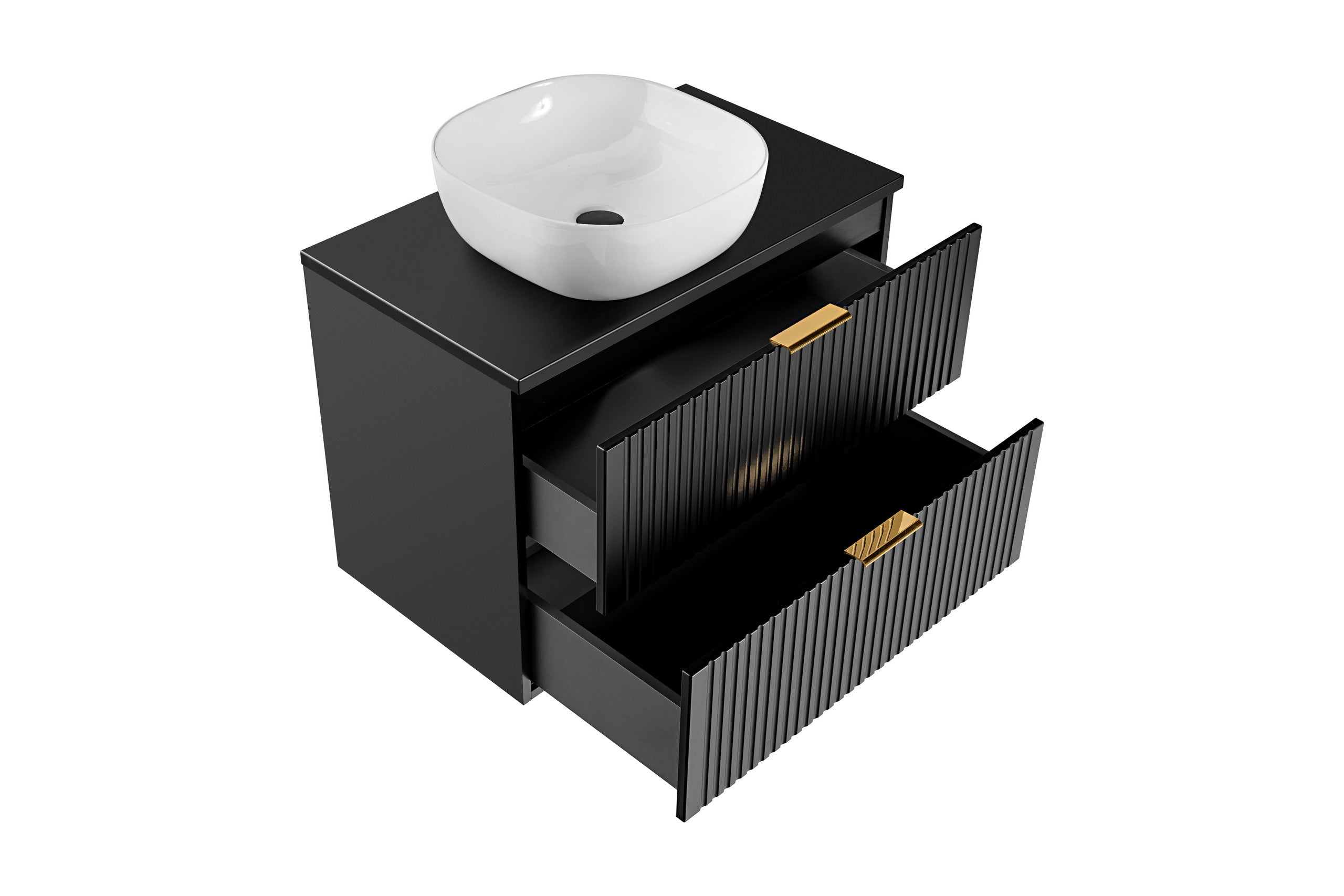 Adel Schwarzes Badezimmer mit Hochschrank Smile 80 cm SET-ADB B