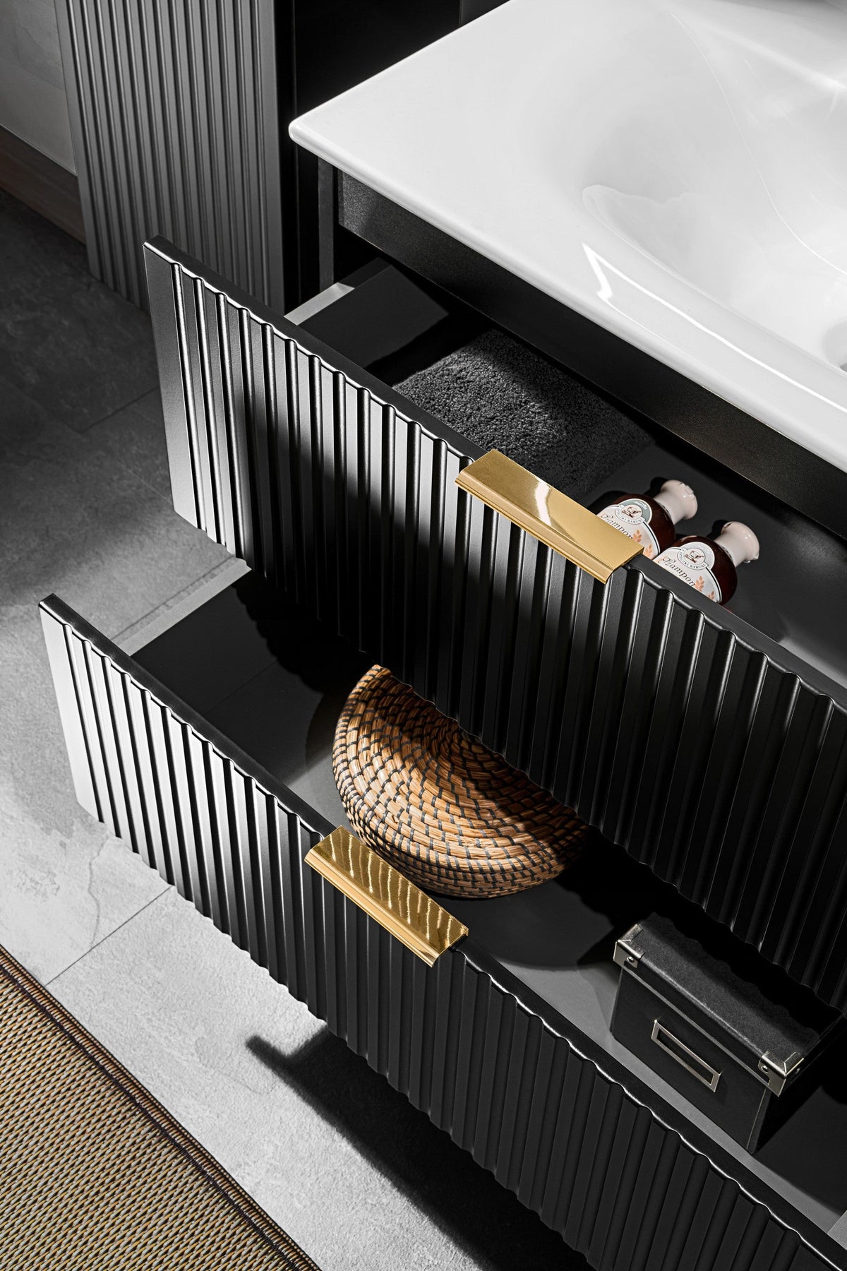 Adel Waschbeckenunterschrank-Set Schwarz 40 / 60 / 80 cm – Konfigurieren Sie Ihr Badezimmer