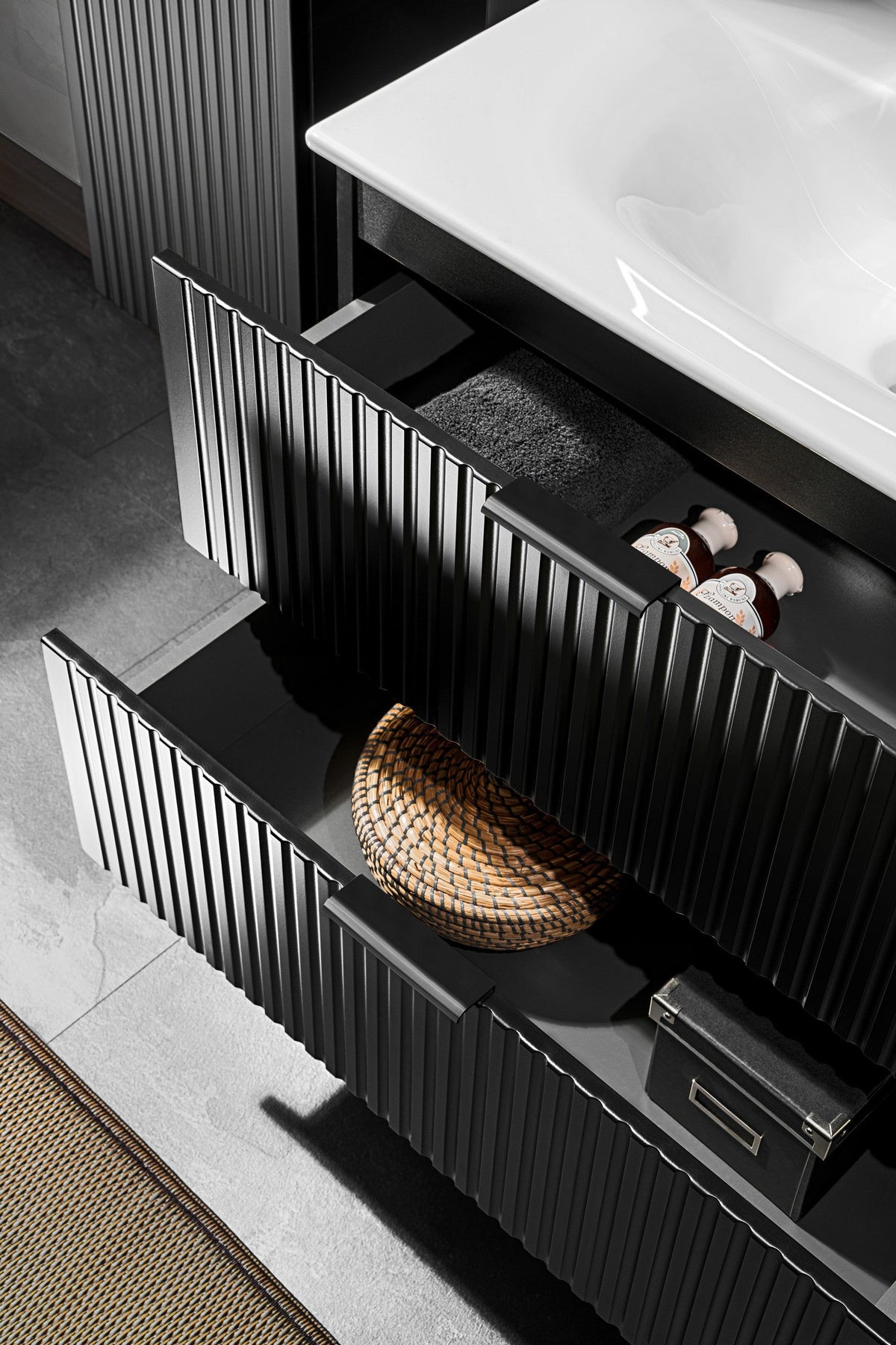 Adel Waschbeckenunterschrank-Set Schwarz 40 / 60 / 80 cm – Konfigurieren Sie Ihr Badezimmer