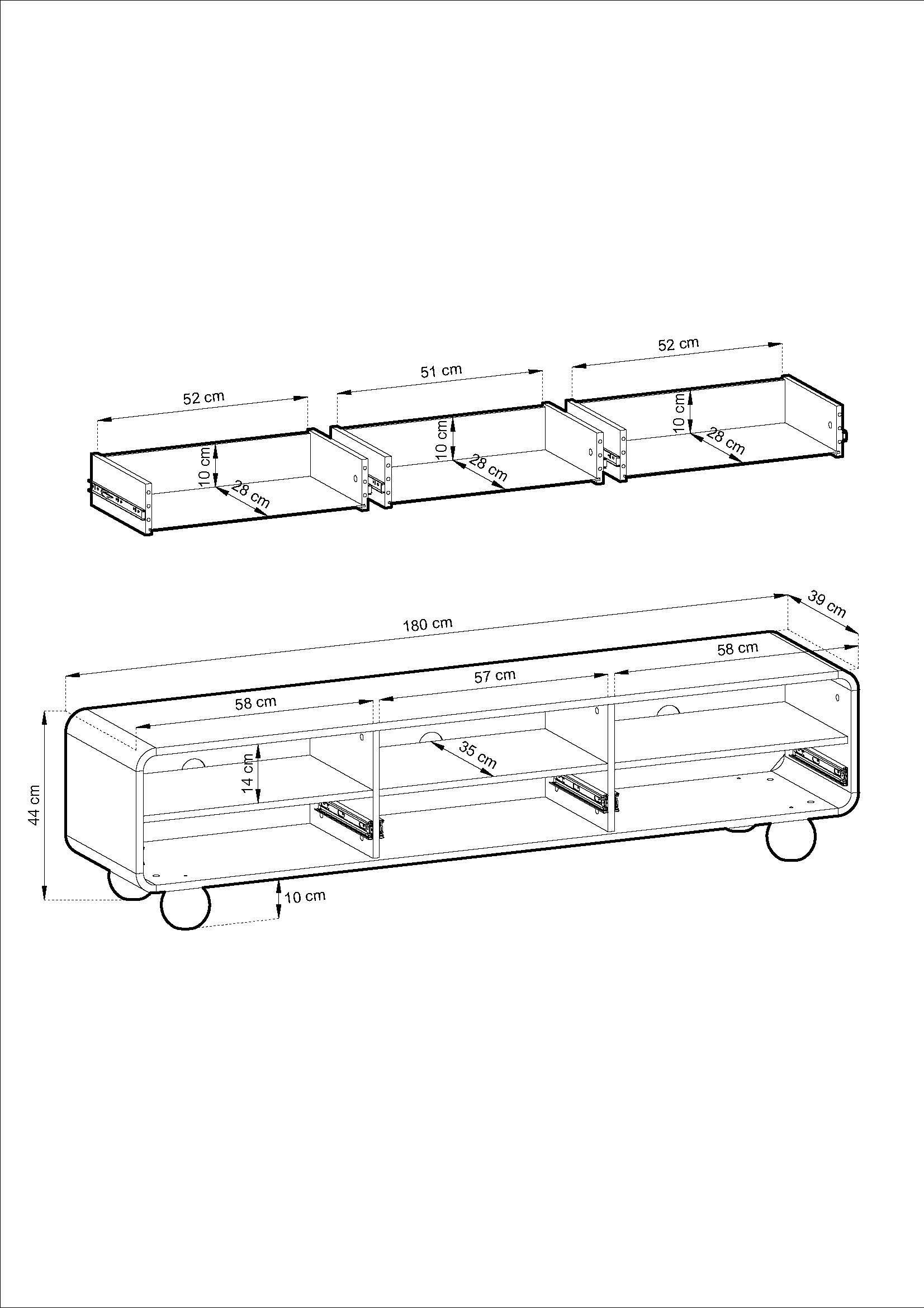 PI ALBION-TV-Ständer 180 cm - Kaschmir