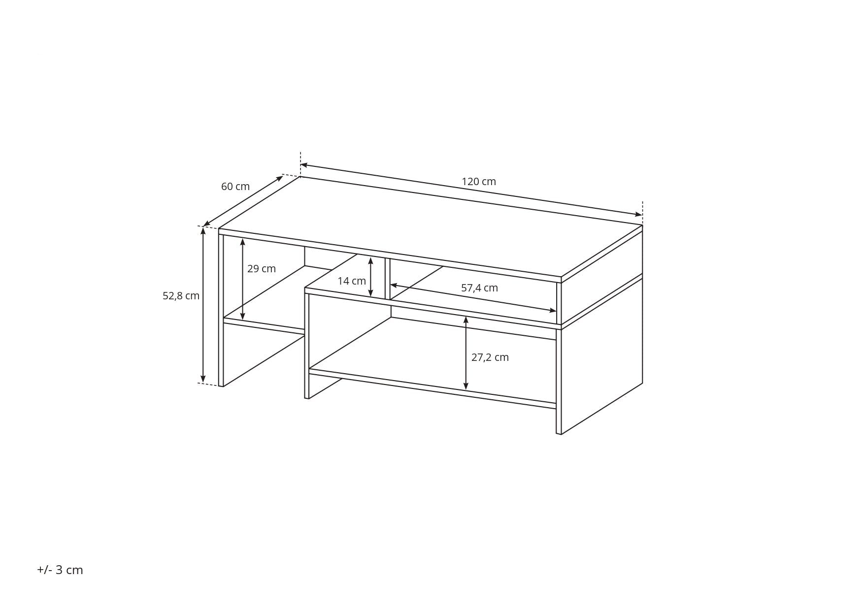 Lask ALVA Coffee Table – 120 x 60 x 53 cm – White & Golden Oak