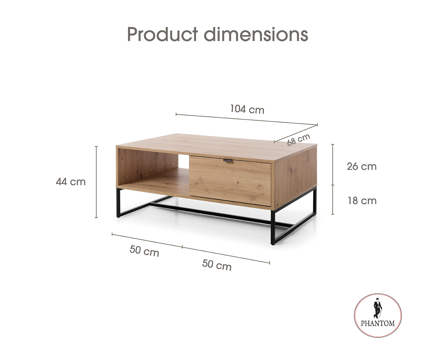 Amber Coffee Table - Couchtisch mit einer Schublade