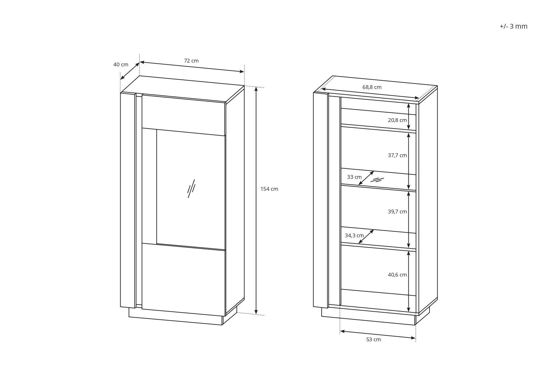 Lask ARCO Vitrine 72 - 72 x 40 x 154 cm - Weiß