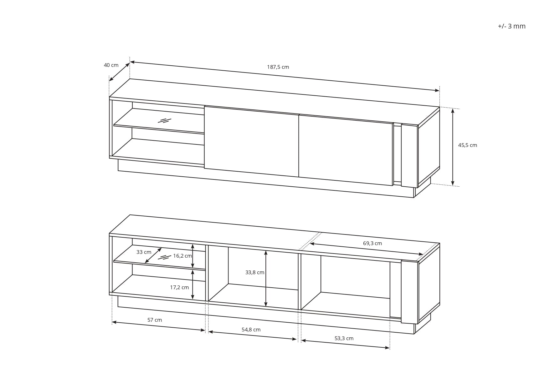 Lask ARCO TV Stand 187 – 187.5 x 40 x 45.5 cm – White