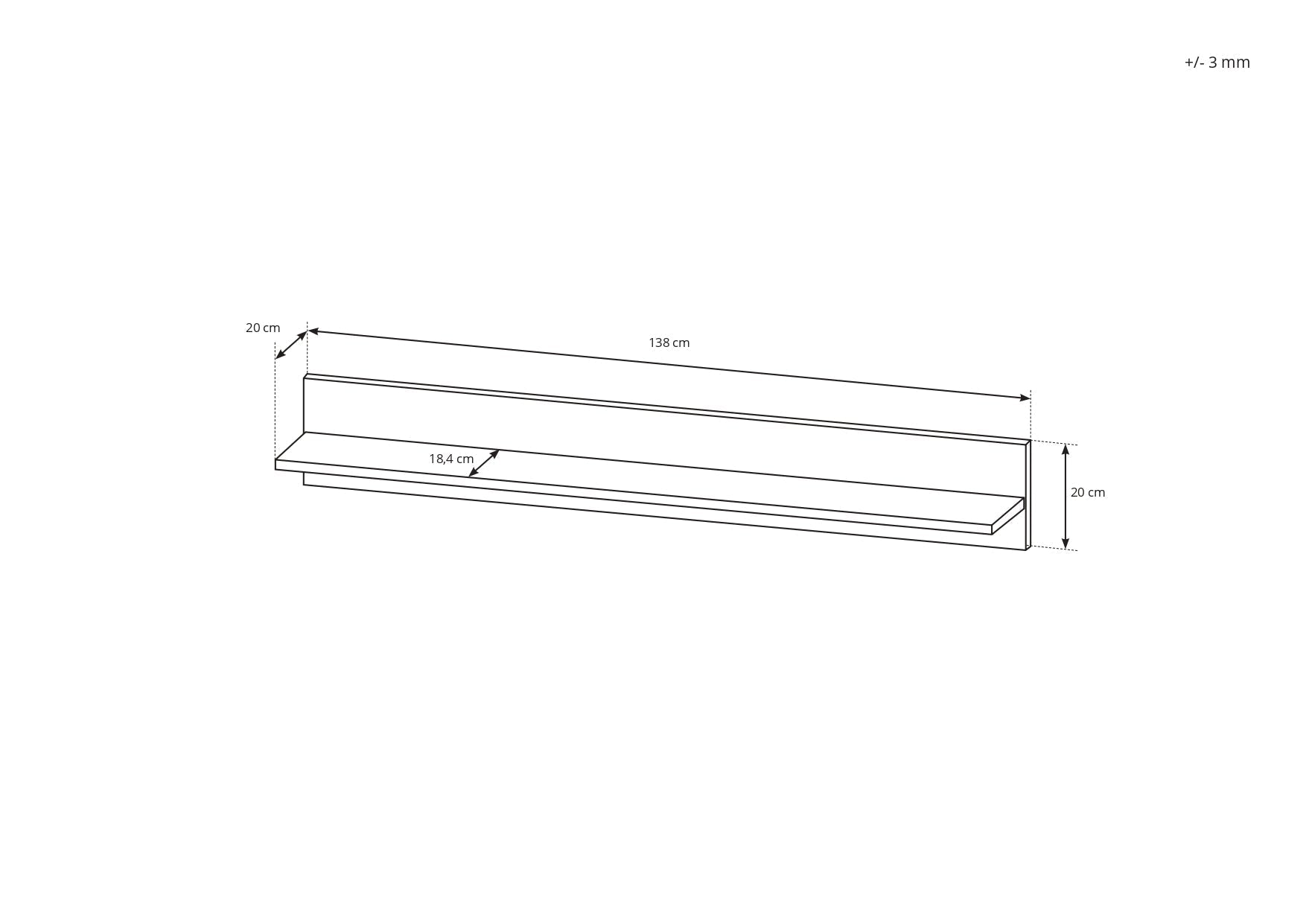 Lask ARCO Wall Shelf – 138 x 20 x 20 cm – White