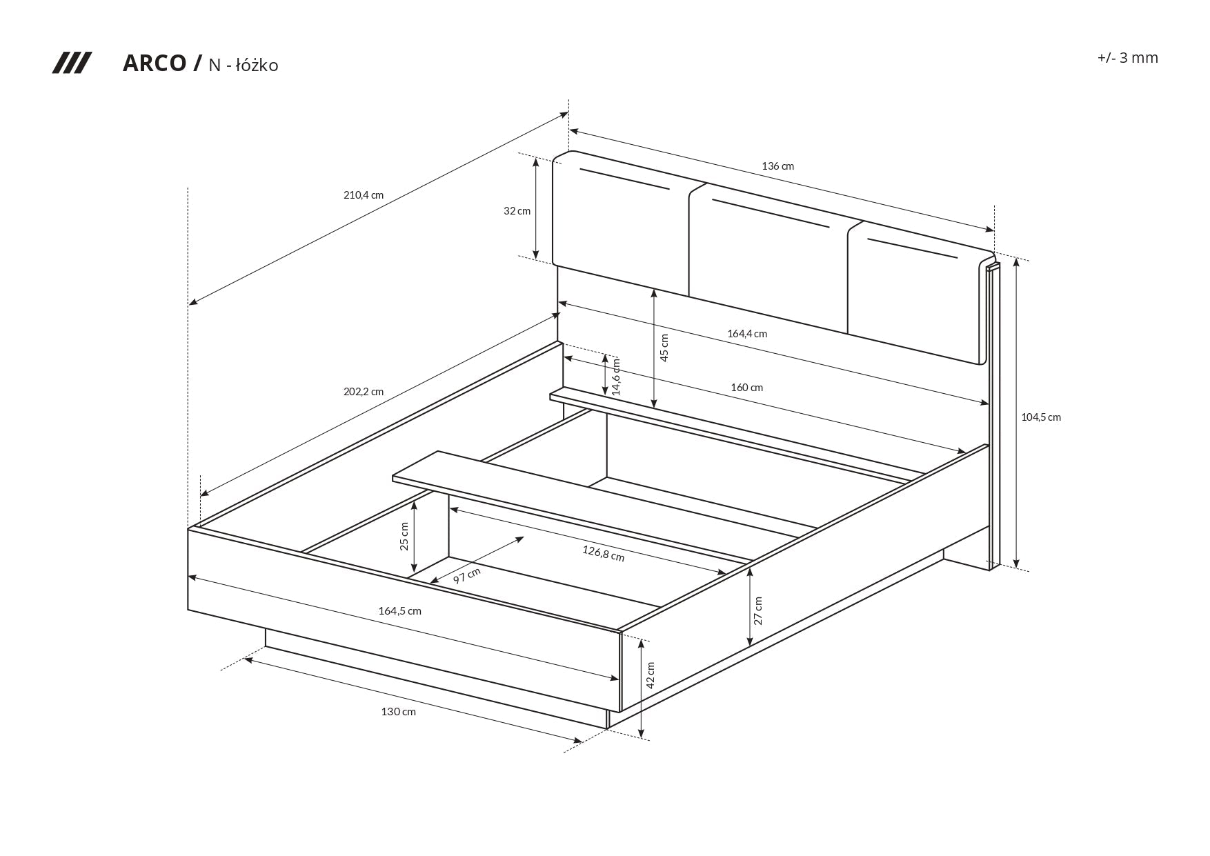 Lask Arco White – Bed
