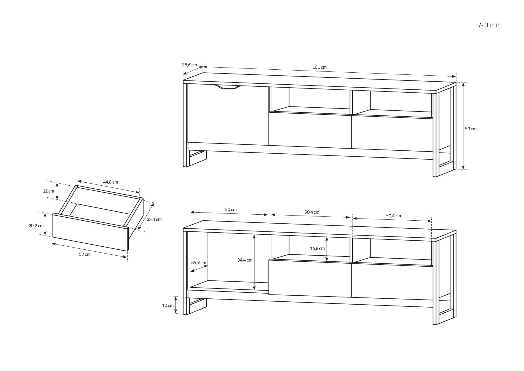 Lask ARDEN TV Stand 160 – 161 x 39.6 x 53 cm