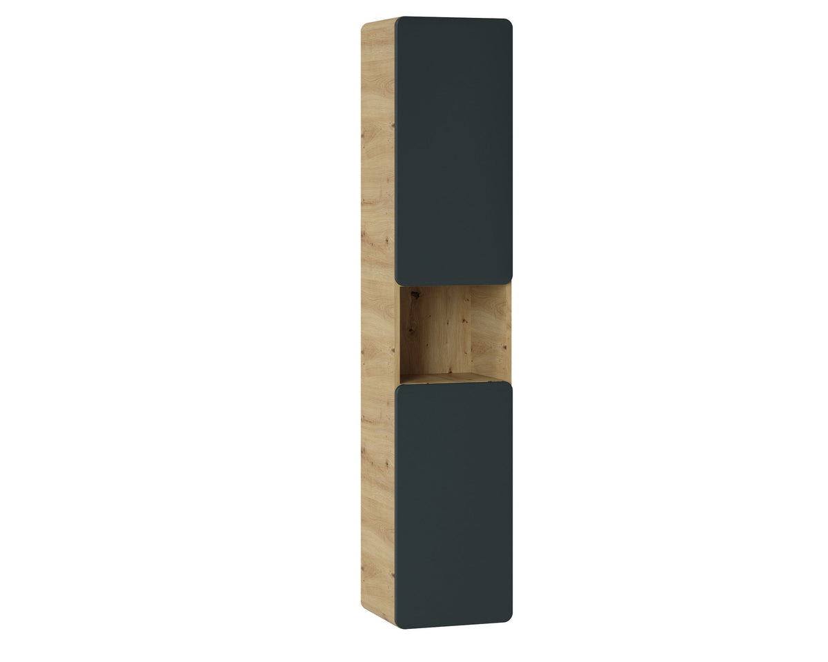 Aruba Cosmos 800 – Hoher Badezimmerschrank mit 2 Türen, 35 cm – Eiche Craft & Cosmos Grau