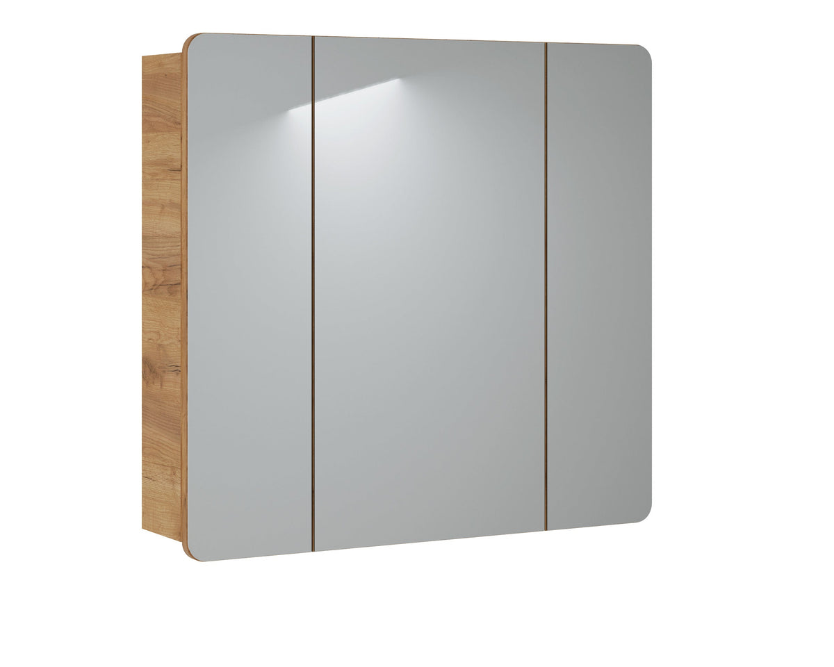 Aruba 843 – Mirror Cabinet with 3 Doors, 80 cm – Golden Craft Oak