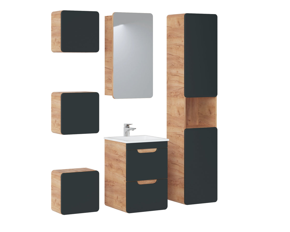 Aruba 842 – Mirror Cabinet with 1 Door, 40 cm – Golden Craft Oak