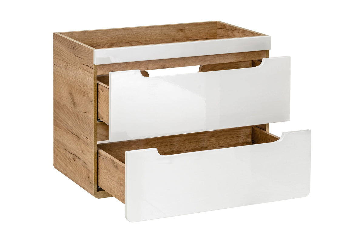 Aruba Waschtischunterschrank 60 cm – Craft Oak / Weiß Hochglanz | Gestalte dein Bad