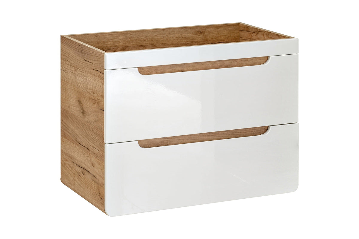 Aruba Waschtischunterschrank 80 cm – Craft Oak / Weiß Hochglanz | Stellen Sie Ihr Bad zusammen