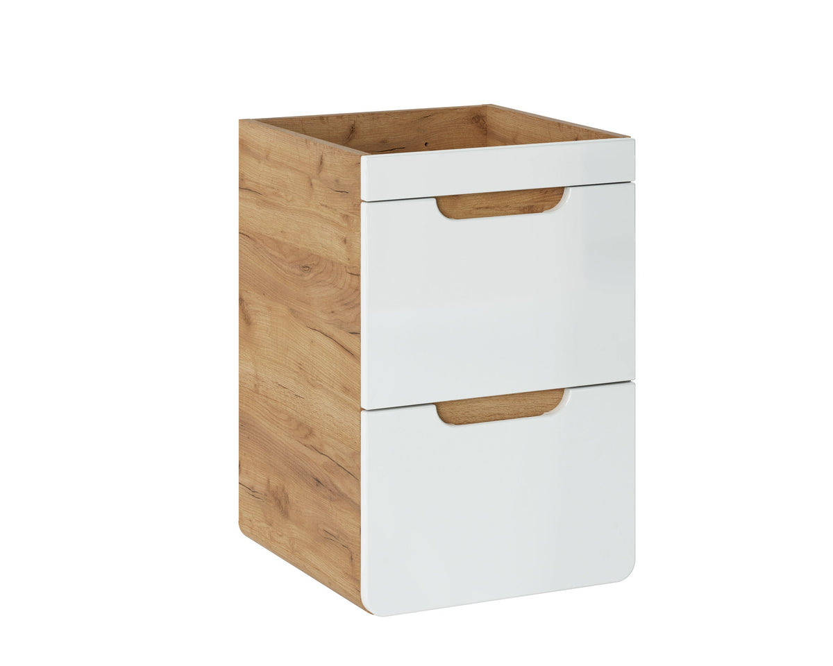 Waschtischunterschrank Aruba – Craft Oak / Weiß Hochglanz | 40 & 50 cm | Build Your Bathroom