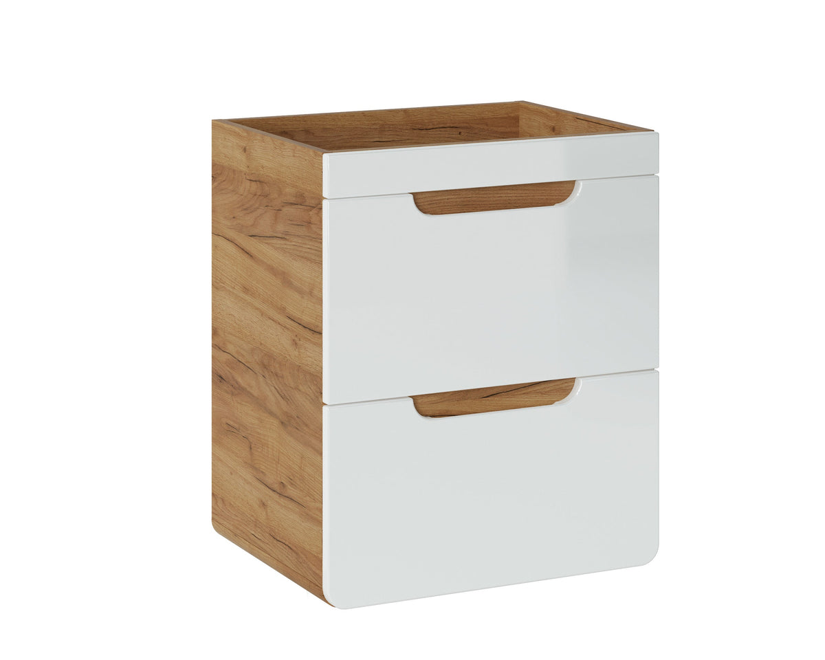 Waschtischunterschrank Aruba – Craft Oak / Weiß Hochglanz | 40 & 50 cm | Build Your Bathroom