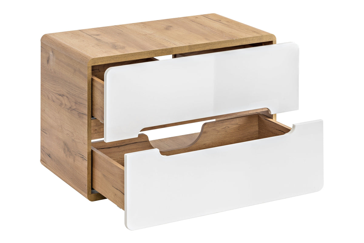 Aruba Waschtischunterschrank 80 cm – Craft Oak / Weiß Hochglanz | Stellen Sie Ihr Bad zusammen