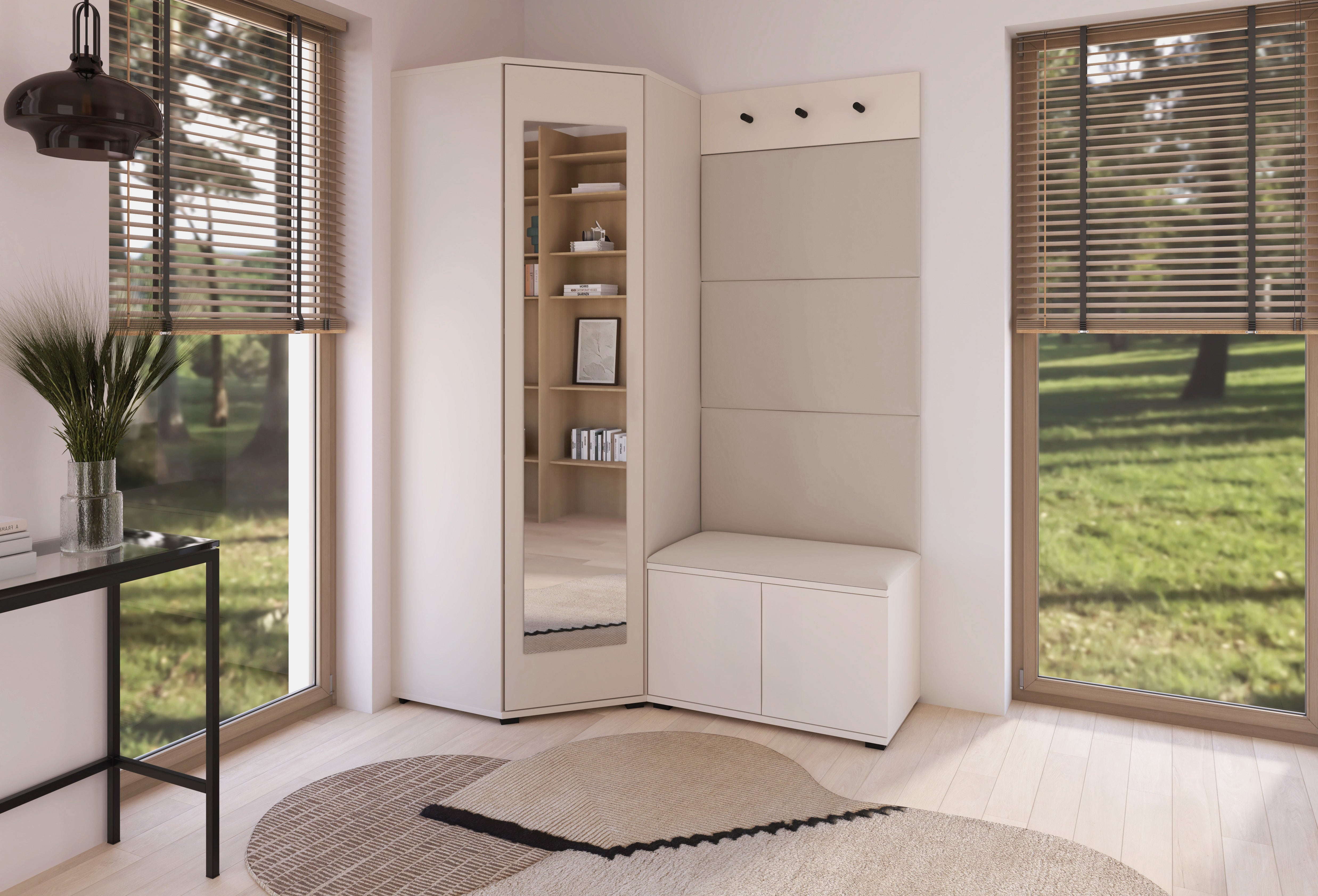 PK Bianco 17 Hallway Wardrobe Set - Upholstered Panels in Various Colours