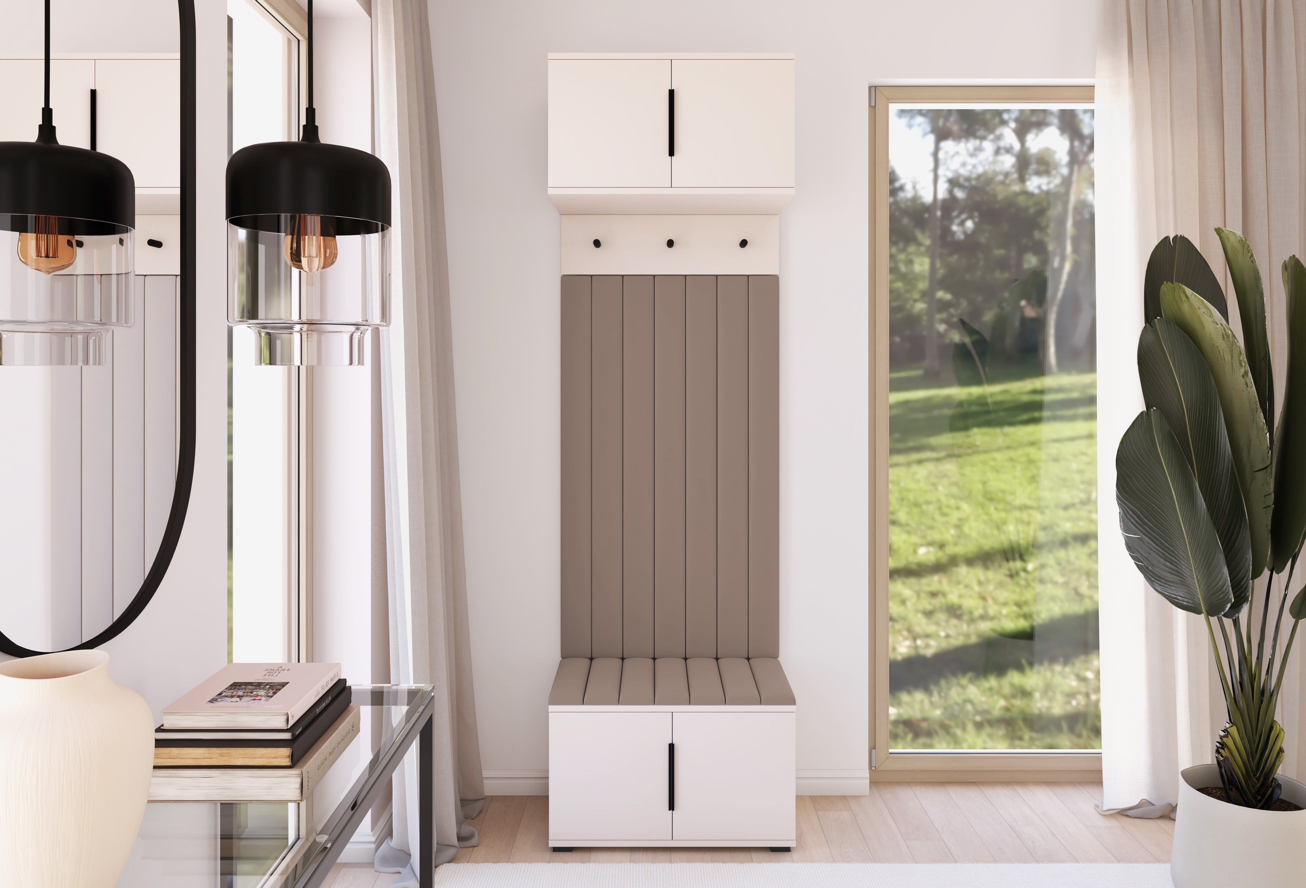 PK Bianco 15 Hallway Wardrobe Set - Upholstered Panels in Various Colours