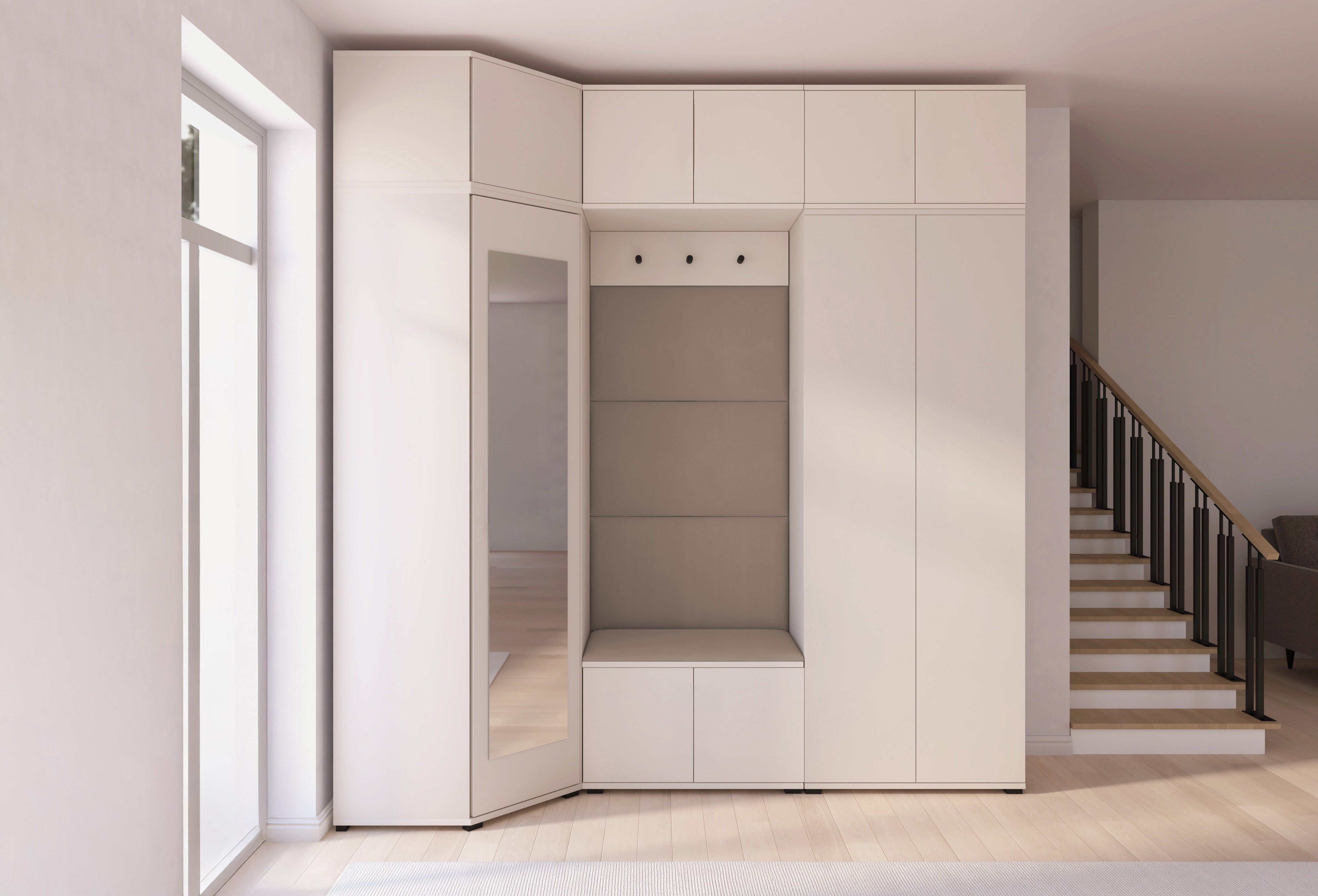 PK Bianco 20 Hallway Wardrobe Set - Upholstered Panels in Various Colours