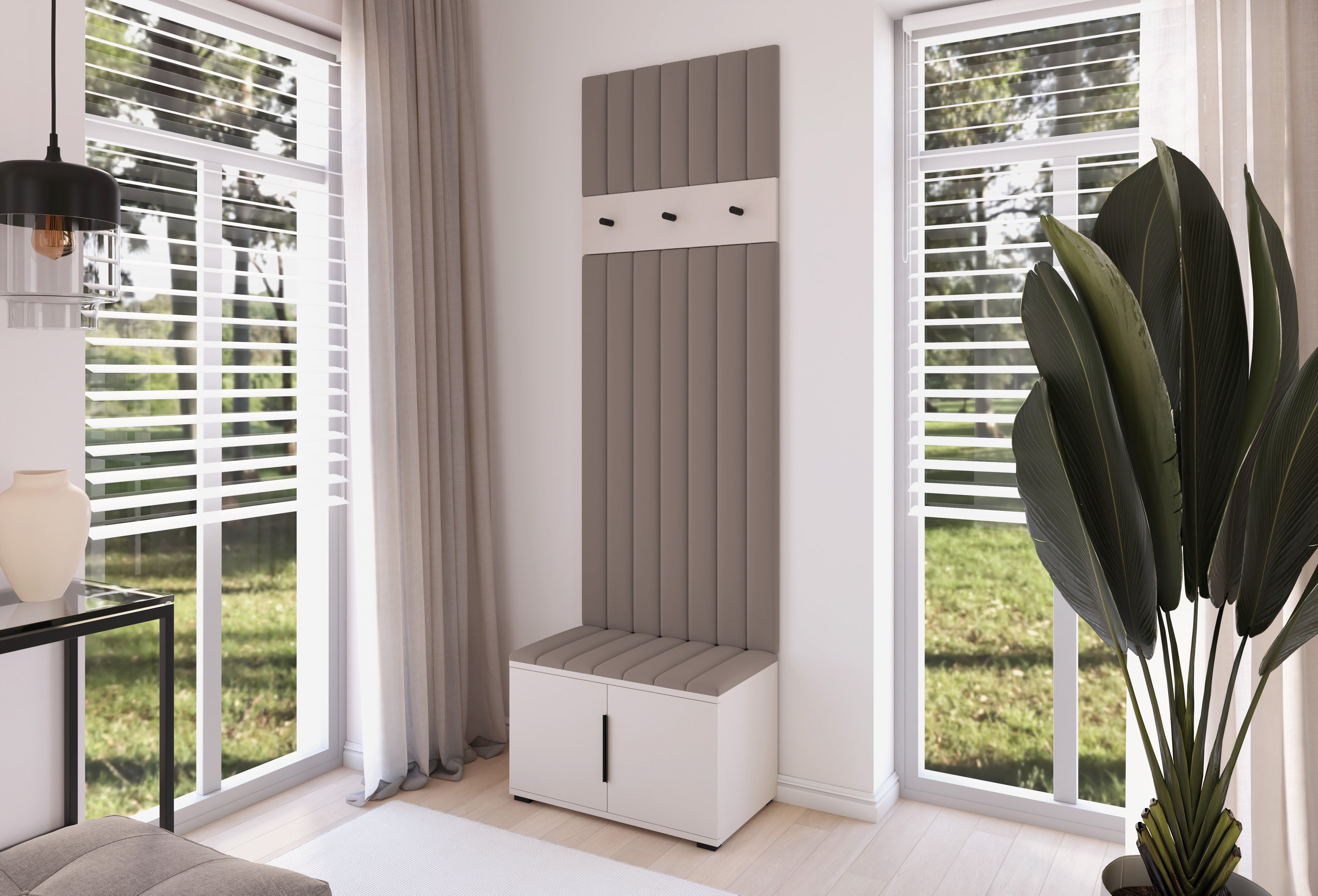 PK Bianco 16 Hallway Wardrobe Set - Upholstered Panels in Various Colours