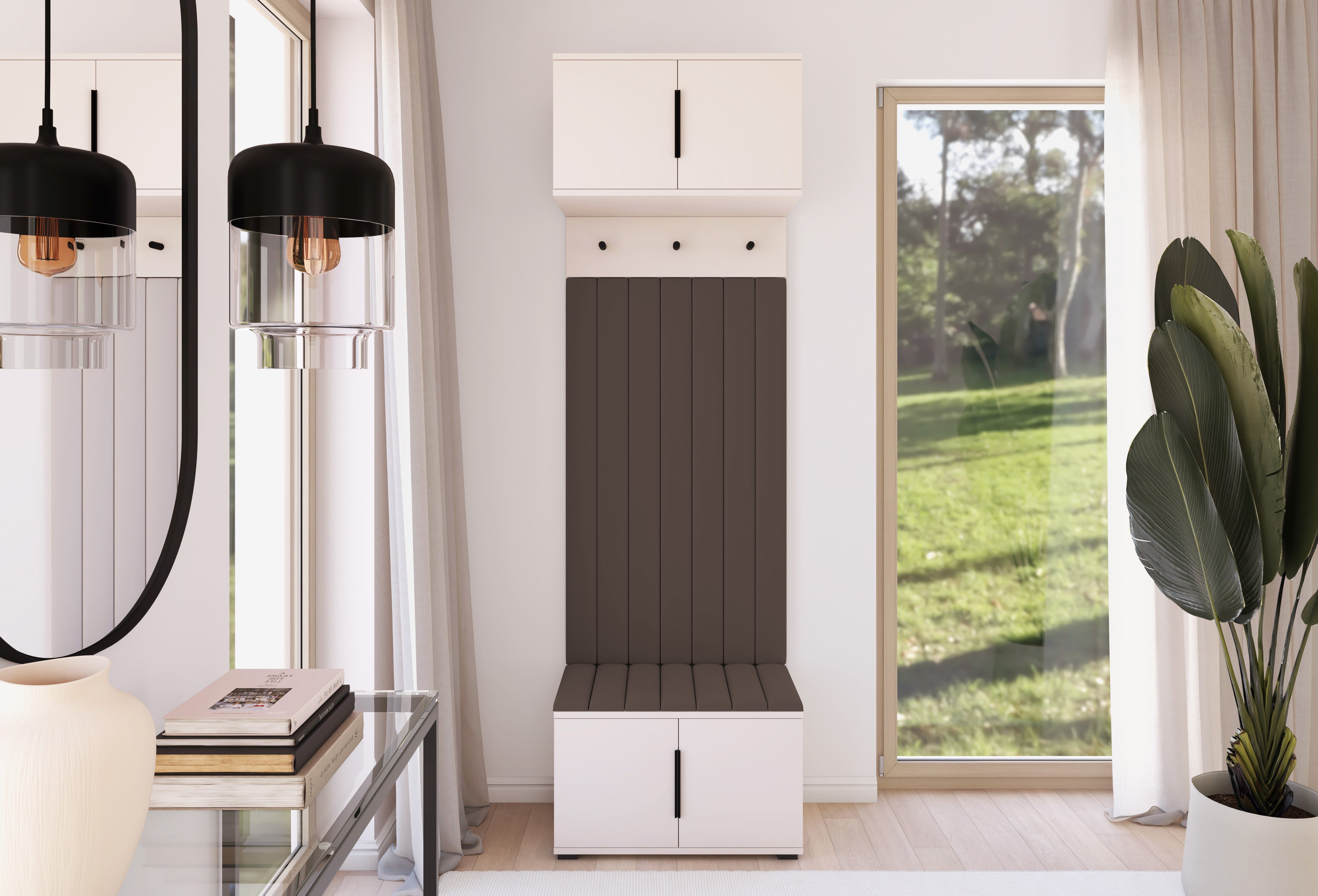 PK Bianco 15 Hallway Wardrobe Set - Upholstered Panels in Various Colours