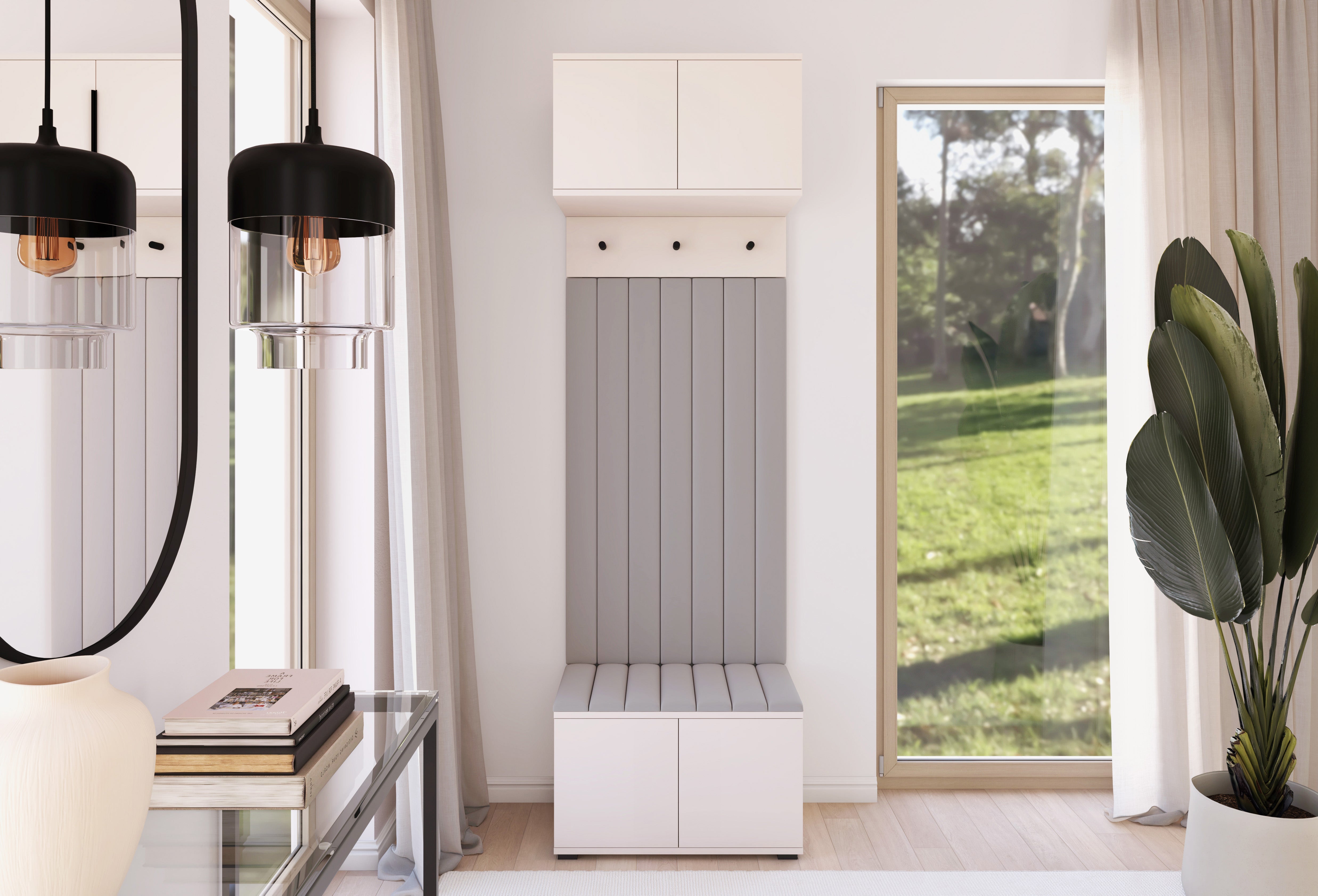 PK Bianco 15 Hallway Wardrobe Set - Upholstered Panels in Various Colours